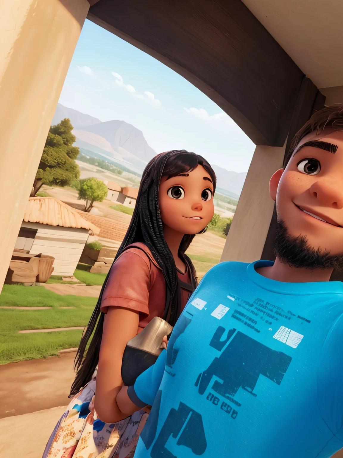 Siblings talking a selfie