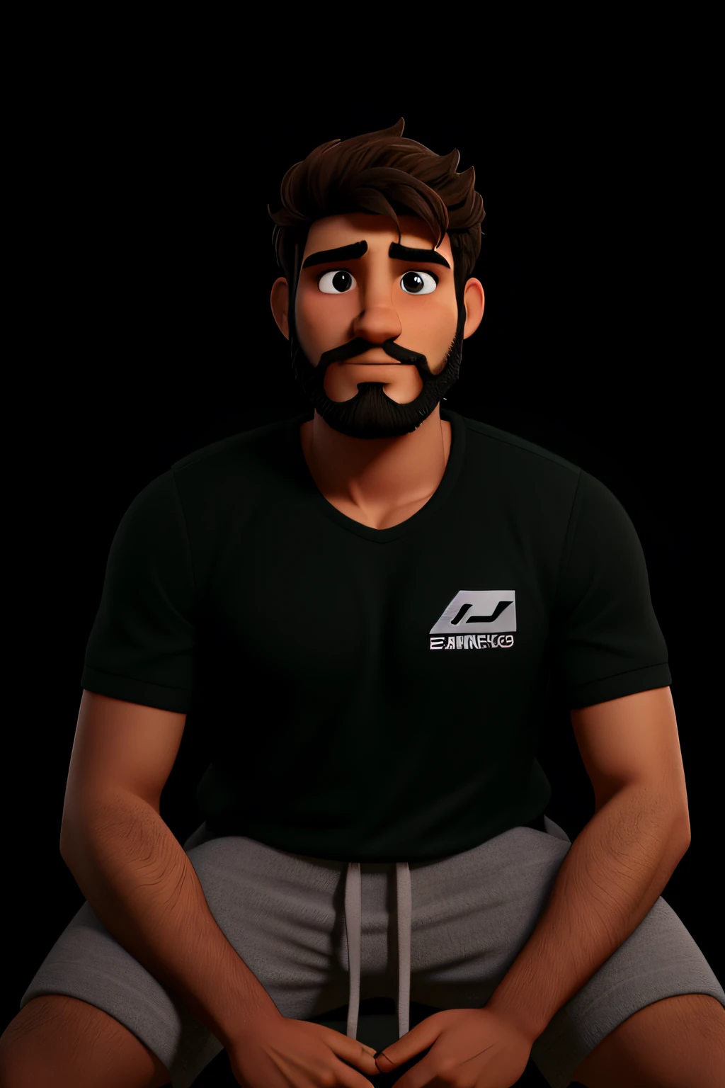 homem sentado com barba olhando para frente