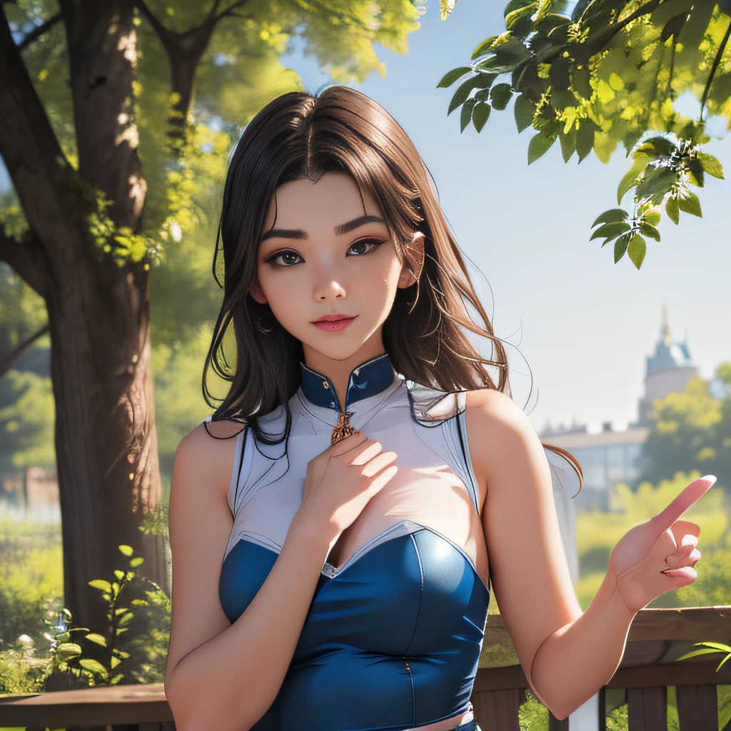 (Extremely detailed 8k wallpaper:2), (photo:2), (soigne Beautiful girl:2), (gives a lecture to friends:2), detailed (Face and eyes), (hyper realistic:1), (highly detailed:1), (epic realistic:1), rim light, (maximum details:1), cozy, (fullbody:1.3), (looking at viewer:2), (Woman's Attractive Qualities:2), (Attractive Woman:2), (Attractive:2), Smile, Intelligence, Empathy, Gracefulness, Sense of Style, Fitness, Grooming, Optimism, (Sensitivity:2), Sincerity, Romantic Gestures, Playfulness, Fashion Sense, (Sensuality:2), Charm, Modesty, Thoughtfulness, (Femininity:1), Flirtatiousness, Warmth, (Physical attractiveness:2), A beautiful smile, A love of life, strength and power, vulnerability, curiosity, wonder, love, (nature background:2), kawaii, waifu, Beautiful breasts, (attractive body:2), (Beautiful body:2), Beautiful pose, attractive pose, (Beautiful legs:1.0), (spread legs:1.0), (Beautiful clothes:1), (classic clothes:2), (elegant clothes:2), (European clothes:2), detailed clothes, (skirt:1), (blouse:1), (provocative pose)