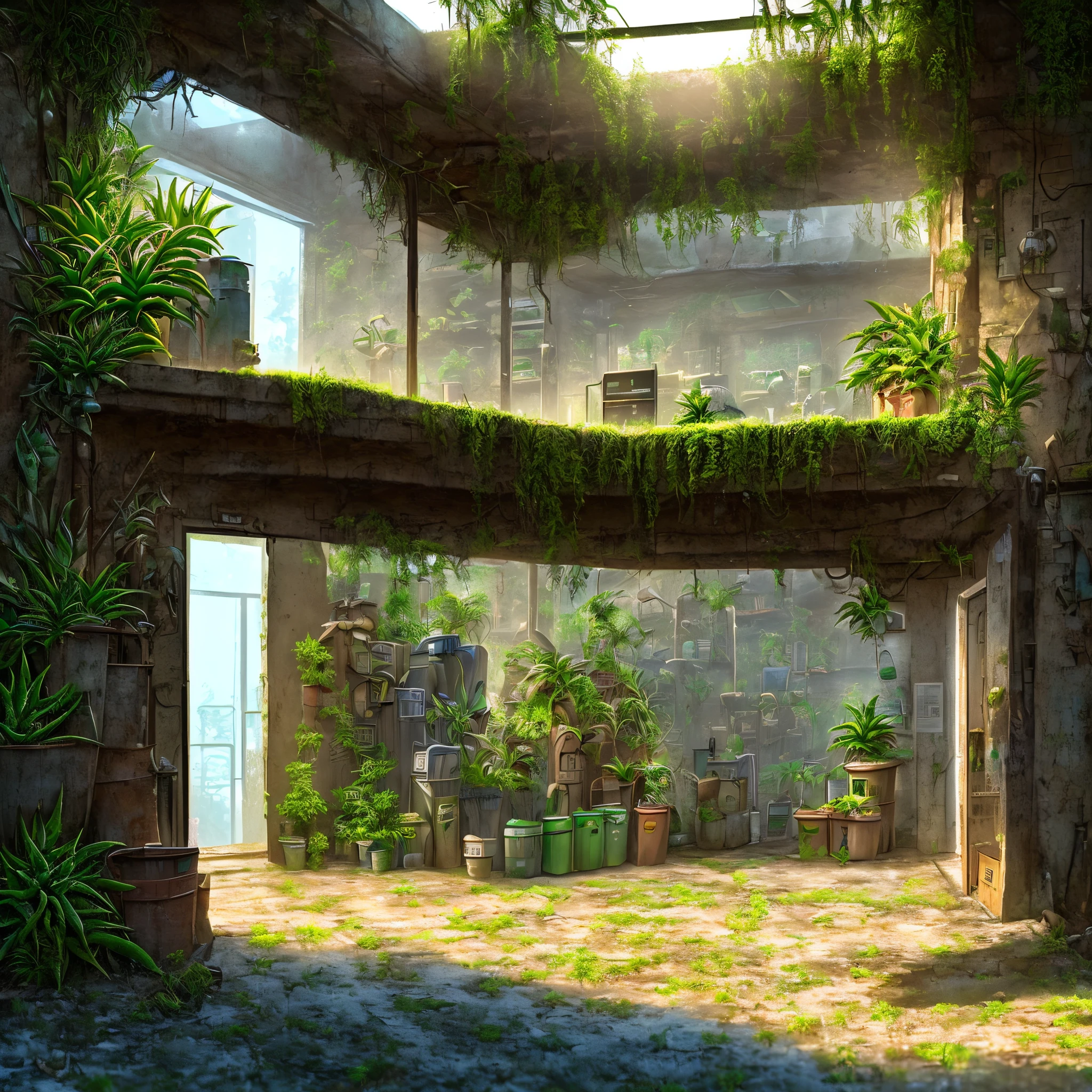 An abandoned post-apocalypse shelter in the jungle