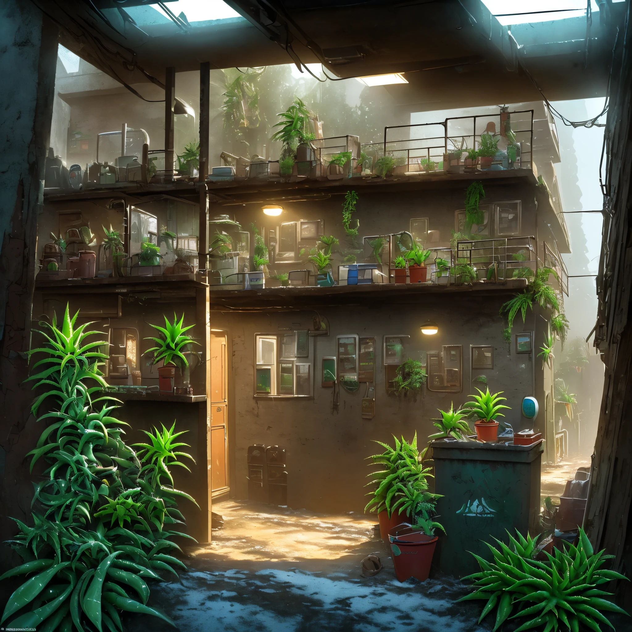 An abandoned post-apocalypse shelter in the jungle