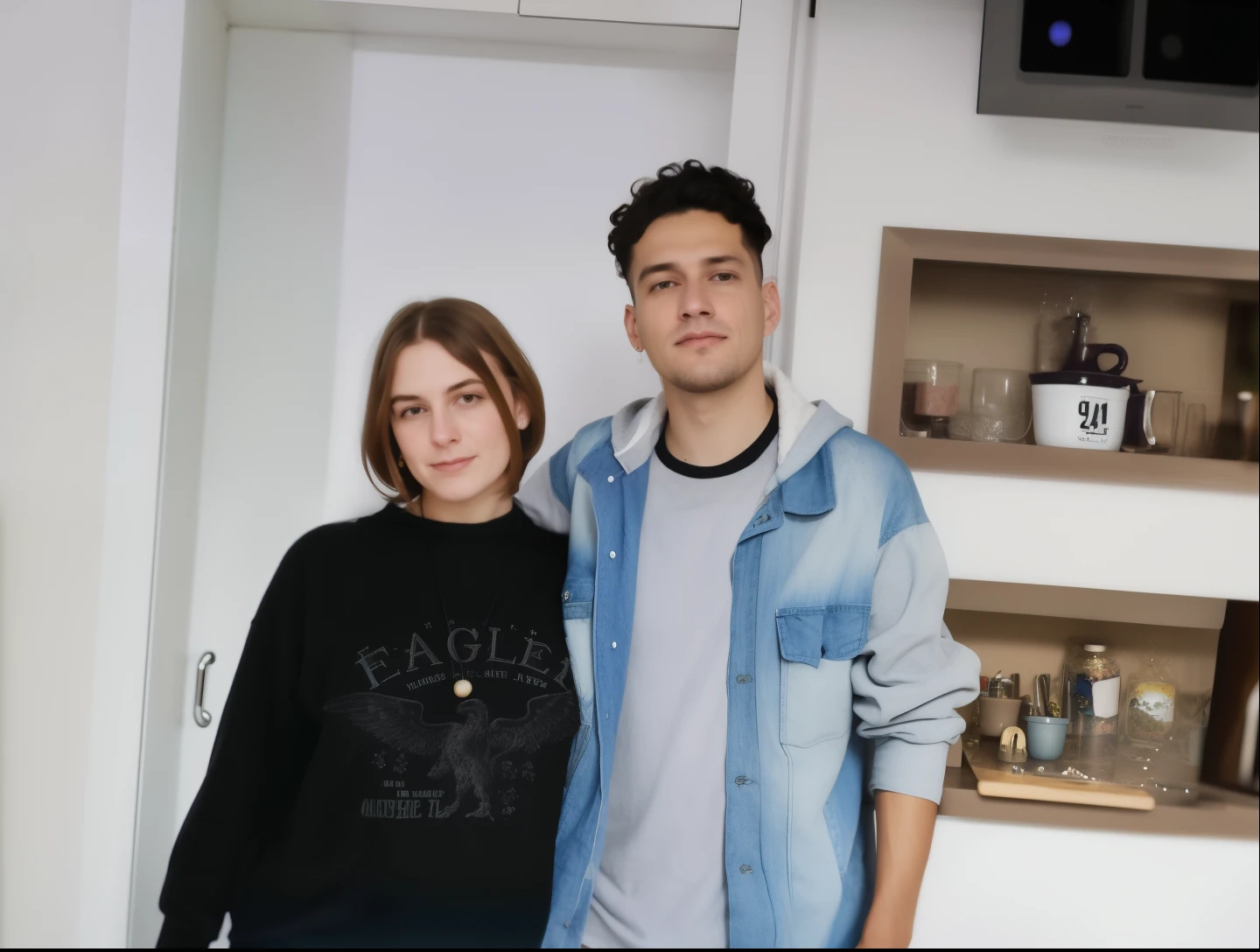 there are two people together in a kitchen, hannah yata charlie immer, retrato de alta qualidade, taken in the early 2020s, Condutor de Ene, Streamer do Twitch / Jogador Ludwig, Retrato de duas pessoas, masculino e feminino, maximus jacobs, suave em _ O pano de fundo, Directed by: Nandor Soldier