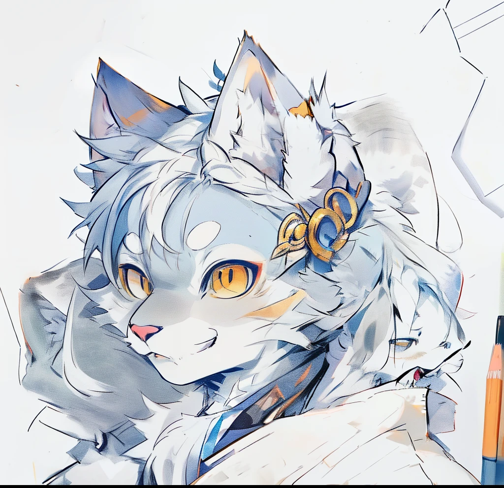 un dibujo de un gato con cabeza y orejas de gato, Dibujo furry profesional, Retrato de Antro, Retrato de personaje peludo, Hembra Fursona, Gato de anime realista, Foto en la cabeza de una joven peluda, Portrait of a Gothic Catgirl, furry Fursona, pencil doodle, ((retrato)), Arte de Fursona, Fursona!!!!, Cara de lobo anthro, Boceto antiguo, Personaje peludo