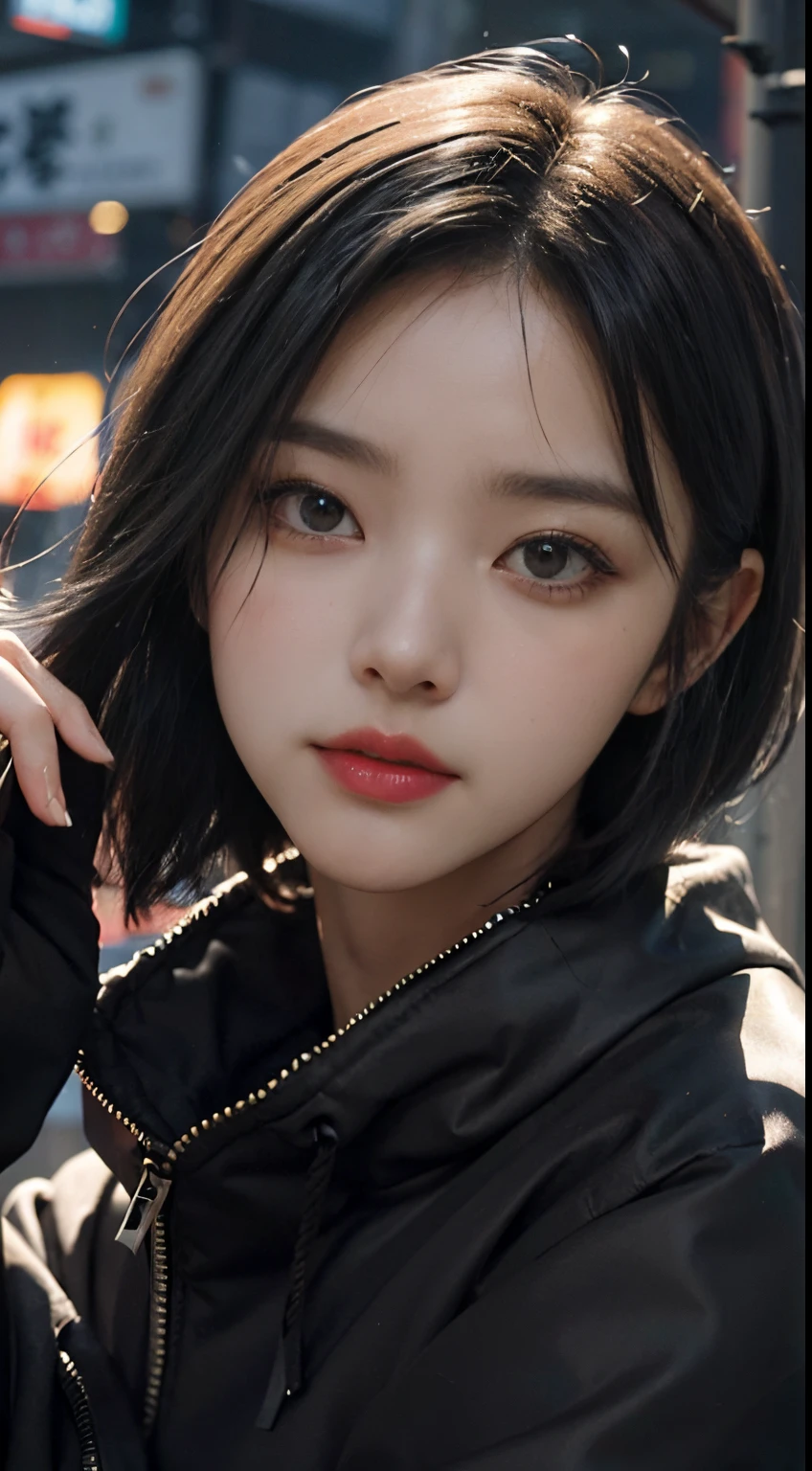 feamle kaneki ken, best quality, Mais detalhes, master part, 1girl , retrato, Close-up, Menina Foco, olhos vermelhos, sozinho, WMASK, unhas pretas, franja, Olhando para o Viewer, Hood, short hair, fundo preto, Hand up, capuz para cima, nail polish, mouth mask, dente, cabelos brancos, black mask, luxuoso, 8k, circunstanciado, ray tracing, profundidade de campo, Cinematic lighting, sangue, Tokyo Ghoul Mask , Estilo Tokyo Ghoul