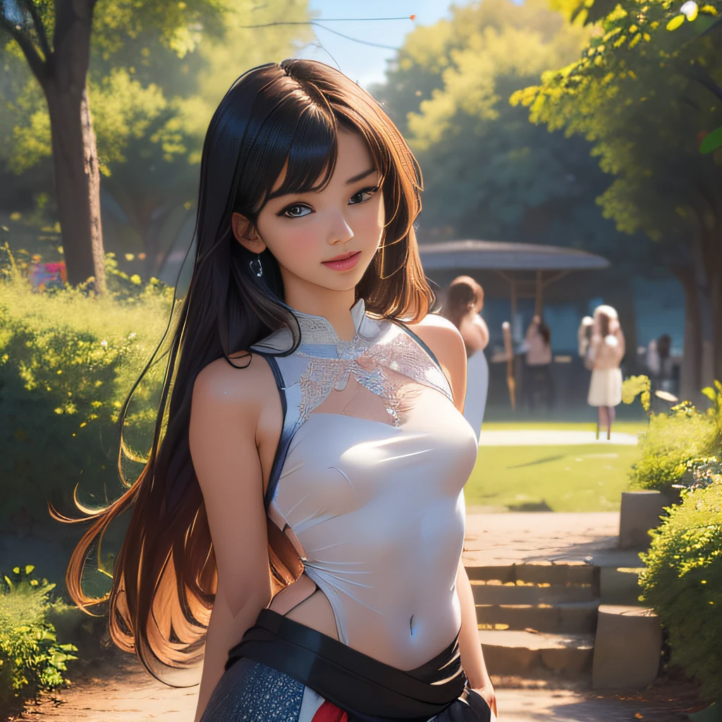 (Extremely detailed 8k wallpaper:2), (photo:2), (soigne Beautiful girl:2), (gives a lecture to friends:2), detailed (Face and eyes), (hyper realistic:1), (highly detailed:1), (epic realistic:1), rim light, (maximum details:1), cozy, (fullbody:1.3), (looking at viewer:2), (Woman's Attractive Qualities:2), (Attractive Woman:2), (Attractive:2), Smile, Intelligence, Empathy, Gracefulness, Sense of Style, Fitness, Grooming, Optimism, (Sensitivity:2), Sincerity, Romantic Gestures, Playfulness, Fashion Sense, (Sensuality:2), Charm, Modesty, Thoughtfulness, (Femininity:1), Flirtatiousness, Warmth, (Physical attractiveness:2), A beautiful smile, A love of life, strength and power, vulnerability, curiosity, wonder, love, (nature background:2), kawaii, waifu, Beautiful breasts, (attractive body:2), (Beautiful body:2), Beautiful pose, attractive pose, (Beautiful legs:1.0), (spread legs:1.0), (Beautiful clothes:1), (classic clothes:2), (elegant clothes:2), (European clothes:2), detailed clothes, (skirt:1), (blouse:1), (provocative pose)