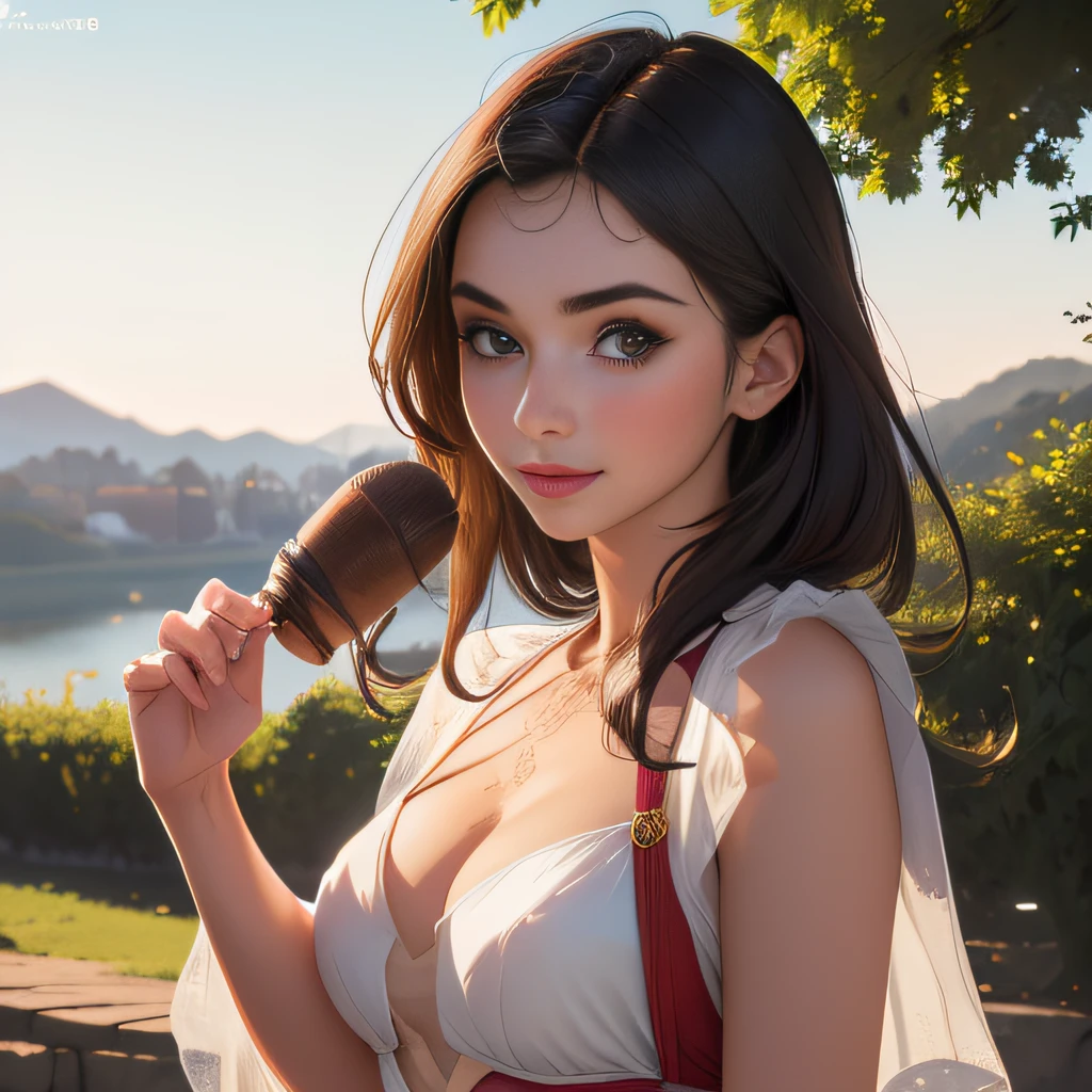 (Extremely detailed 8k wallpaper:2), (photo:2), (soigne Beautiful girl:2), (gives a lecture to friends:2), detailed (Face and eyes), (hyper realistic:1), (highly detailed:1), (epic realistic:1), rim light, (maximum details:1), cozy, (fullbody:1.3), (looking at viewer:2), (Woman's Attractive Qualities:2), (Attractive Woman:2), (Attractive:2), Smile, Intelligence, Empathy, Gracefulness, Sense of Style, Fitness, Grooming, Optimism, (Sensitivity:2), Sincerity, Romantic Gestures, Playfulness, Fashion Sense, (Sensuality:2), Charm, Modesty, Thoughtfulness, (Femininity:1), Flirtatiousness, Warmth, (Physical attractiveness:2), A beautiful smile, A love of life, strength and power, vulnerability, curiosity, wonder, love, (nature background:2), kawaii, waifu, Beautiful breasts, (attractive body:2), (Beautiful body:2), Beautiful pose, attractive pose, (Beautiful legs:1.0), (spread legs:1.0), (Beautiful clothes:1), (classic clothes:2), (elegant clothes:2), (European clothes:2), detailed clothes, (skirt:1), (blouse:1), (provocative pose)