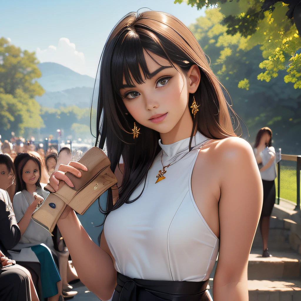 (extremely detailed 8K wallpaper:2), (photo:2), (25 years old Xuan Beautiful girl:2), (gives a lecture to friends:2), Detailed (Face & Eyes), (hyper realistic:1), (Highly detailed:1), (Epic Realistic:1), rim light, (Maximum details:1), Cosy, (body complet:1.3), (looking a viewer:2), (Attractive qualities of a woman:2), (attractive female:2), (Attractive:2), Smile, intelligence, sympathy, Grace, A sense of style, Fitness, Care, optimism, (sensitivity:2), frankness, Romantic gestures, playfulness, Fashion Sense, (sensuality:2), charm, modesty, Thoughtfulness, (femininity:1), flirtatiousness, warmth, (Physical Attractiveness:2), beautiful smile, Love of Life, Strength and power, Vulnerability, curiosity, wonder, Love, (Nature's prehistory:2), Kawaii, waifu, beautiful breasts, (attractive body:2), (handsome body:2), BEAUTIFUL POSE, attractive pose, (nice feet:1.0), (beautiful clothing:1), (Classic clothes:2), (elegant clothing:2), (European Clothing:2), detailed clothes, (???????:1), (blouse:1), (provocative pose)