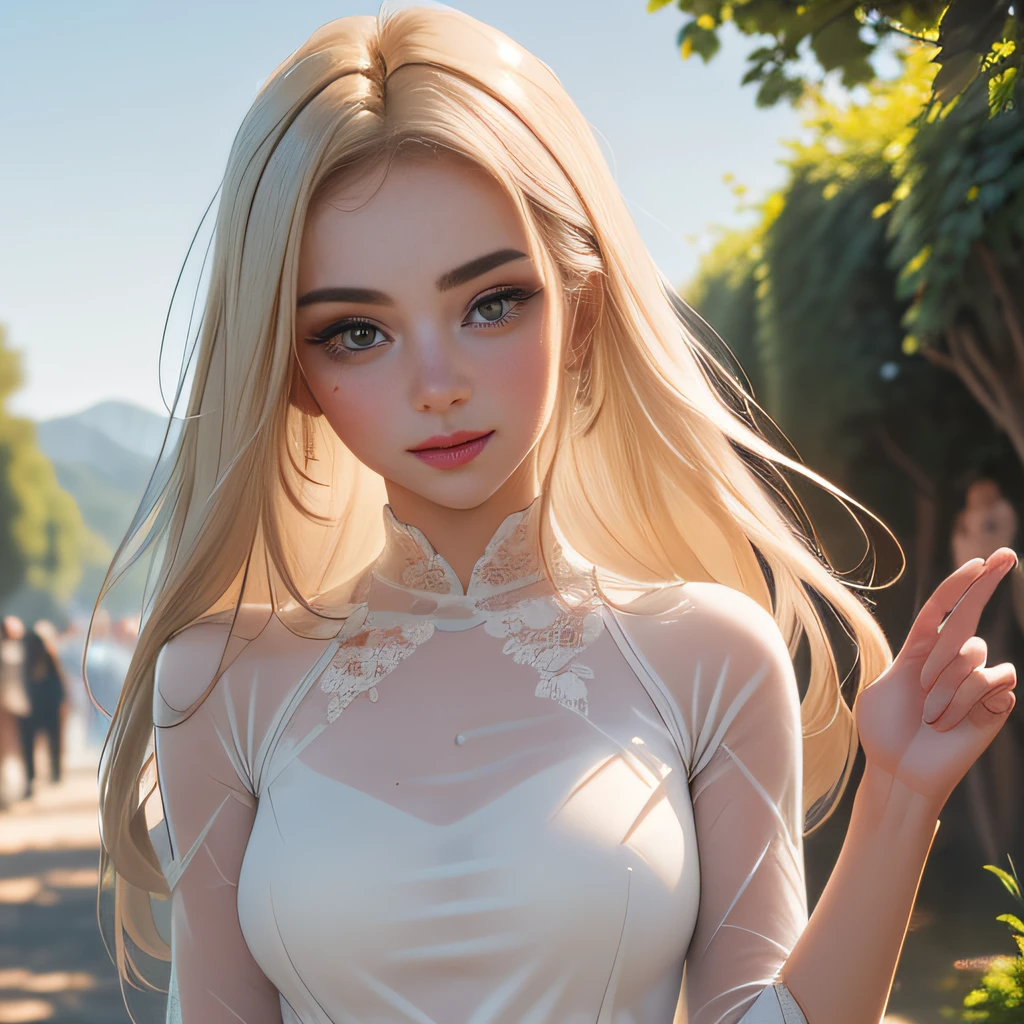 (Extremely detailed 8k wallpaper:2), (photo:2), (soigne Beautiful girl:2), (gives a lecture to friends:2), detailed (Face and eyes), (hyper realistic:1), (highly detailed:1), (epic realistic:1), rim light, (maximum details:1), cozy, (fullbody:1.3), (looking at viewer:2), (Woman's Attractive Qualities:2), (Attractive Woman:2), (Attractive:2), Smile, Intelligence, Empathy, Gracefulness, Sense of Style, Fitness, Grooming, Optimism, (Sensitivity:2), Sincerity, Romantic Gestures, Playfulness, Fashion Sense, (Sensuality:2), Charm, Modesty, Thoughtfulness, (Femininity:1), Flirtatiousness, Warmth, (Physical attractiveness:2), A beautiful smile, A love of life, strength and power, vulnerability, curiosity, wonder, love, (nature background:2), kawaii, waifu, Beautiful breasts, (attractive body:2), (Beautiful body:2), Beautiful pose, attractive pose, (Beautiful legs:1.0), (spread legs:1.0), (Beautiful clothes:1), (classic clothes:2), (elegant clothes:2), (European clothes:2), detailed clothes, (skirt:1), (blouse:1), (provocative pose)