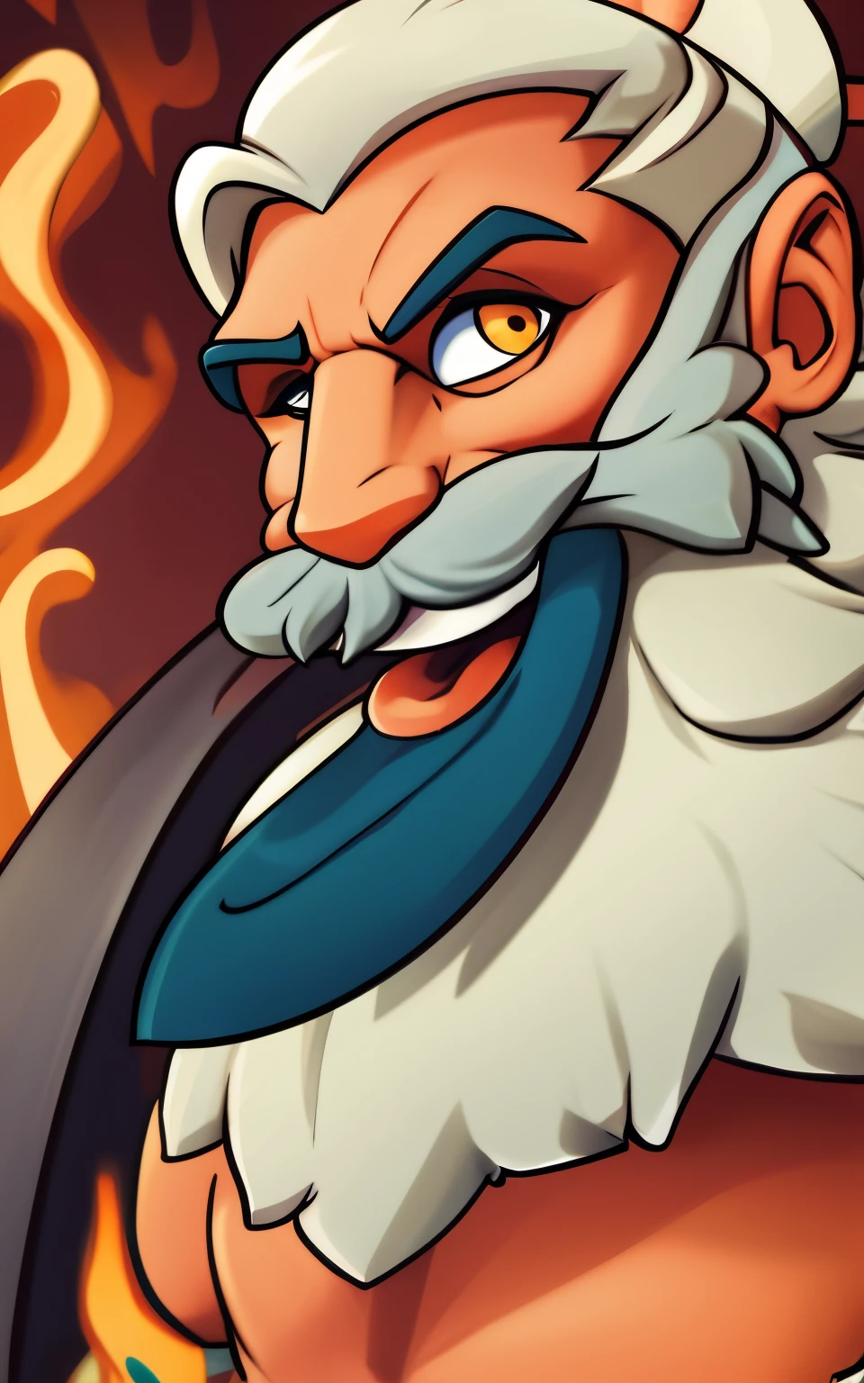 Buff man, cartoon, swirls in eyes, dick out