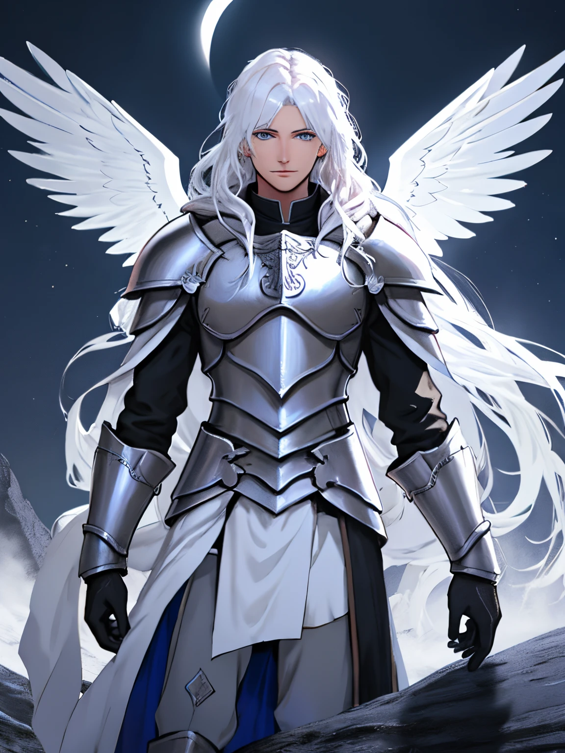 Aasimar paladin of the moon, male