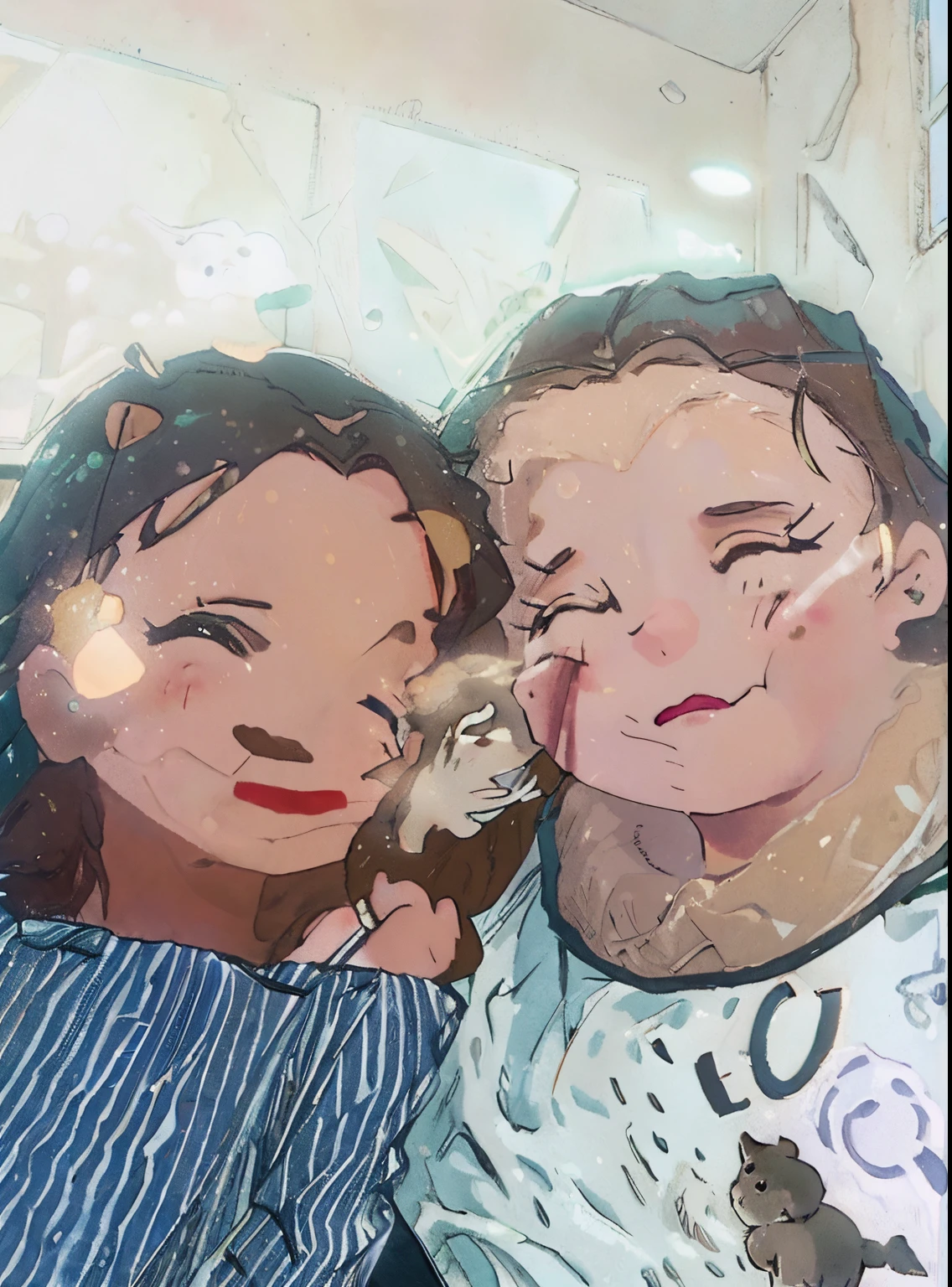 fotorrealista,Figura de palo,Anime Big Breast,Linda nutria marina,(Noche,Moonlight came through the little sea otter's bedroom window,It illuminated a corner of the room)