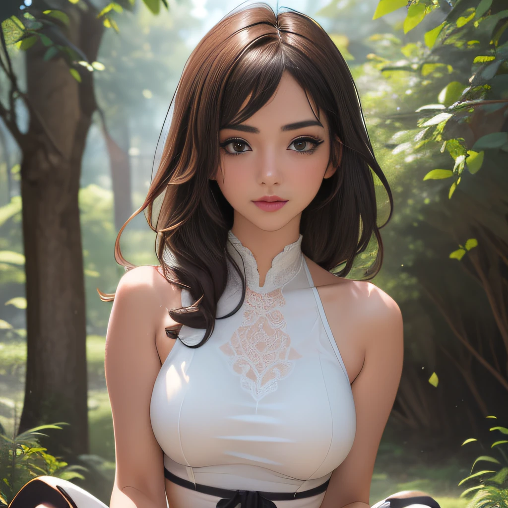 (Extremely detailed 8k wallpaper:2), (photo:2), (soigne Beautiful girl:2), (gives a lecture to friends:2), detailed (Face and eyes), (hyper realistic:1), (highly detailed:1), (epic realistic:1), rim light, (maximum details:1), cozy, (fullbody:1.3), (looking at viewer:2.0), (Woman's Attractive Qualities:2), (Attractive Woman:2), (Attractive:2), Smile, Intelligence, Empathy, Gracefulness, Sense of Style, Fitness, Grooming, Optimism, (Sensitivity:2), Sincerity, Romantic Gestures, Playfulness, Fashion Sense, (Sensuality:2), Charm, Modesty, Thoughtfulness, (Femininity:1), Flirtatiousness, Warmth, (Physical attractiveness:2), A beautiful smile, A love of life, strength and power, vulnerability, curiosity, wonder, love, (nature background:2), kawaii, waifu, Beautiful breasts, (attractive body:2), (Beautiful body:2), Beautiful pose, attractive pose, (Beautiful legs:1.0), (spread legs:1.0), (Beautiful clothes:1), (classic clothes:2), (elegant clothes:2), (European clothes:2), detailed clothes, (skirt:1), (blouse:1), (provocative pose)