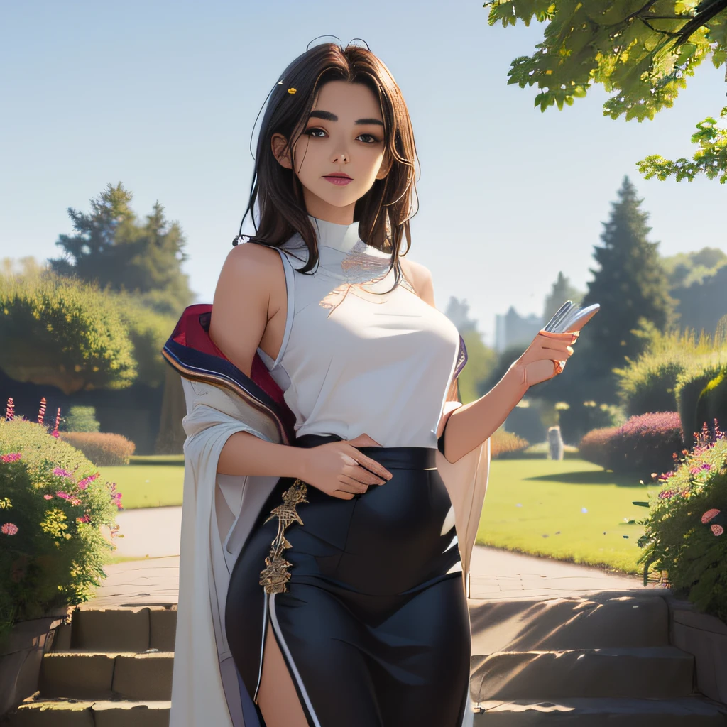 (Extremely detailed 8k wallpaper:2), (photo:2), (soigne Beautiful girl:2), (gives a lecture to friends:2), detailed (Face and eyes), (hyper realistic:1), (highly detailed:1), (epic realistic:1), rim light, (maximum details:1), cozy, (fullbody:1.3), (looking at viewer:2.0), (Woman's Attractive Qualities:2), (Attractive Woman:2), (Attractive:2), Smile, Intelligence, Empathy, Gracefulness, Sense of Style, Fitness, Grooming, Optimism, (Sensitivity:2), Sincerity, Romantic Gestures, Playfulness, Fashion Sense, (Sensuality:2), Charm, Modesty, Thoughtfulness, (Femininity:1), Flirtatiousness, Warmth, (Physical attractiveness:2), A beautiful smile, A love of life, strength and power, vulnerability, curiosity, wonder, love, (nature background:2), kawaii, waifu, Beautiful breasts, (attractive body:2), (Beautiful body:2), Beautiful pose, attractive pose, (Beautiful legs:1.0), (spread legs:1.0), (Beautiful clothes:1), (classic clothes:2), (elegant clothes:2), (European clothes:2), detailed clothes, (skirt:1), (blouse:1), (provocative pose)