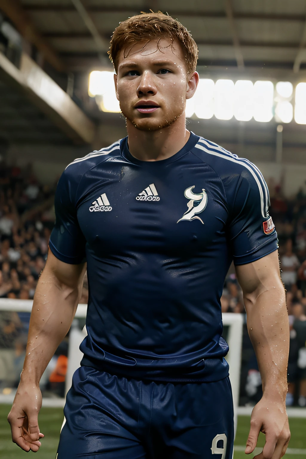Canelo Alvarez in wet soccer kit