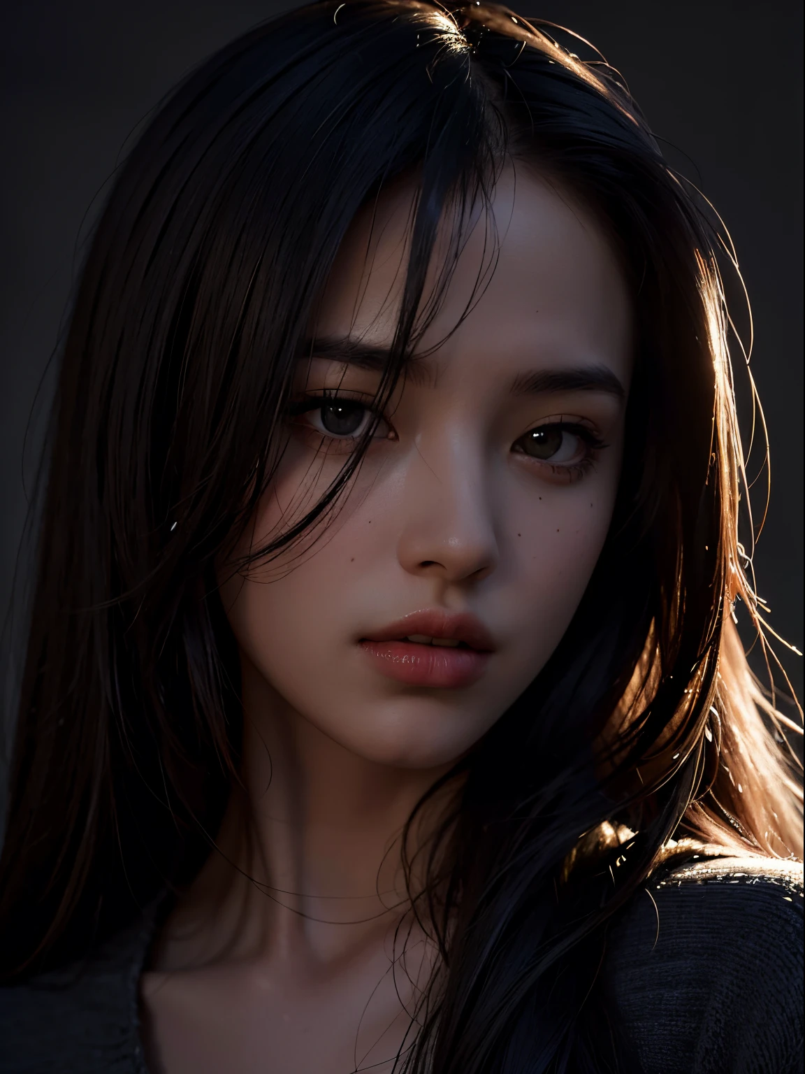 Best quality, masterpiece, ultra high res, (photorealistic:1.4), raw photo, 1girl, in the dark, deep shadow, low key, cold light