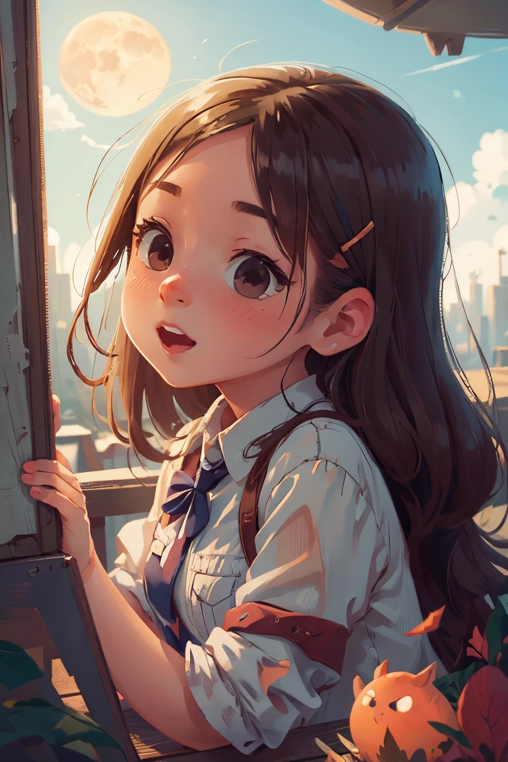 Girl, Classroom, Summer, Perfect quality, clear focus (clutter - home: 0.8), (masterpiece: 1.2) (Realistic: 1.2) (Bokeh) (Best quality) (Detailed skin: 1.3) (Intricate details) (8K) (Detail Eyes) (Sharp Focus), (Happy)