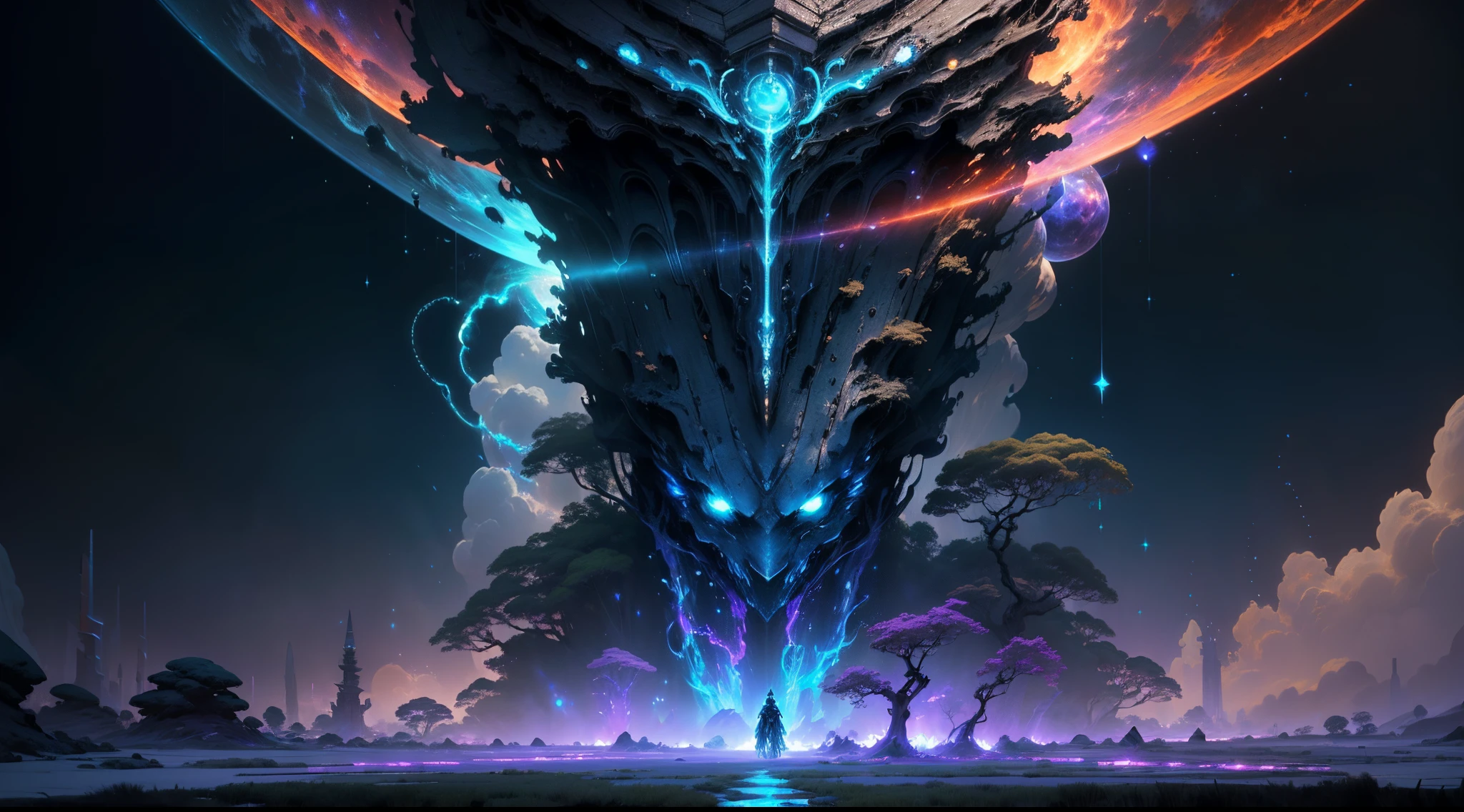((Best quality)), ((masterpiece)), (highly detailed:1.3), 3D, In a distant future where the boundaries between science fiction and fantasy have dissolved, the world is a tapestry of awe-inspiring wonders. Enter a universe where magic and technology coexist in harmony, shaping the destiny of civilizations across vast reaches of space.At the heart of this realm lies the Celestial Nexus, an intergalactic hub of mystical energies and technological marvels. Here, arcane knowledge intertwines with cutting-edge science, giving rise to a society where spaceships are imbued with the power of ancient spells, and technology is augmented by the mystic arts.Embark on a grand odyssey as a young explorer, destined to unravel the secrets of the Celestial Nexus. As you traverse the uncharted realms of the cosmos, encounter diverse civilizations teeming with beings who possess extraordinary abilities. From the ethereal Elven Spires, where the art of interdimensional travel is perfected, to the cybernetic enclaves of the Android Conglomerate, witness the tapestry of life as magic and technology intertwine.Unleash your latent powers as you become attuned to the energies that flow through the Nexus. Harness the ancient incantations of forgotten sorceries to propel your starship across the vast expanse of the cosmos. Engage in epic battles against cosmic abominations and interstellar tyrants, wielding enchanted weapons infused with futuristic enhancements.As you delve deeper into the enigmatic realms of the Celestial Nexus, uncover the origin of this harmonious fusion of magic and technology. Discover the ancient prophecies that foretell a cataclysmic event threatening to tear apart this delicate balance. Unite with a band of extraordinary beings, each possessing their own blend of magical aptitude and technological expertise, to embark on a perilous quest to save the Nexus from imminent destruction.In this epic saga, your choices will shape the fate of worlds, as the boundaries between science and sorcery blur. Will you strive to maintain the delicate equilibrium between magic and technology or plunge headlong into uncharted territories, seeking to redefine the very fabric of reality?Prepare to be enthralled by the limitless possibilities of the Celestial Nexus, where science fiction and fantasy meld into a sublime symphony of adventure, where the cosmos itself becomes the canvas for your journey,HDR (High Dynamic Range),Ray Tracing,NVIDIA RTX,Super-Resolution,Unreal 5,Subsurface scattering,PBR Texturing,Post-processing,Anisotropic Filtering,Depth-of-field,Maximum clarity and sharpness,Multi-layered textures,Albedo and Specular maps,Surface shading,Accurate simulation of light-material interaction,Perfect proportions,Octane Render,Two-tone lighting,Low ISO,White balance,Rule of thirds,Wide aperature,8K RAW,Efficient Sub-Pixel,sub-pixel convolution,luminescent particles,