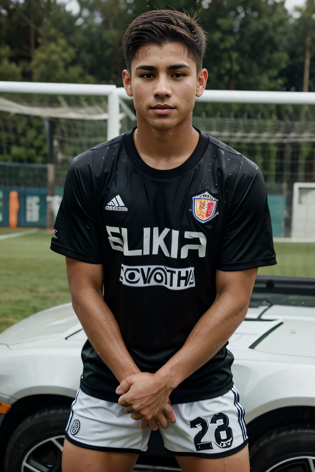 Ryan Garcia in wet soccer kit