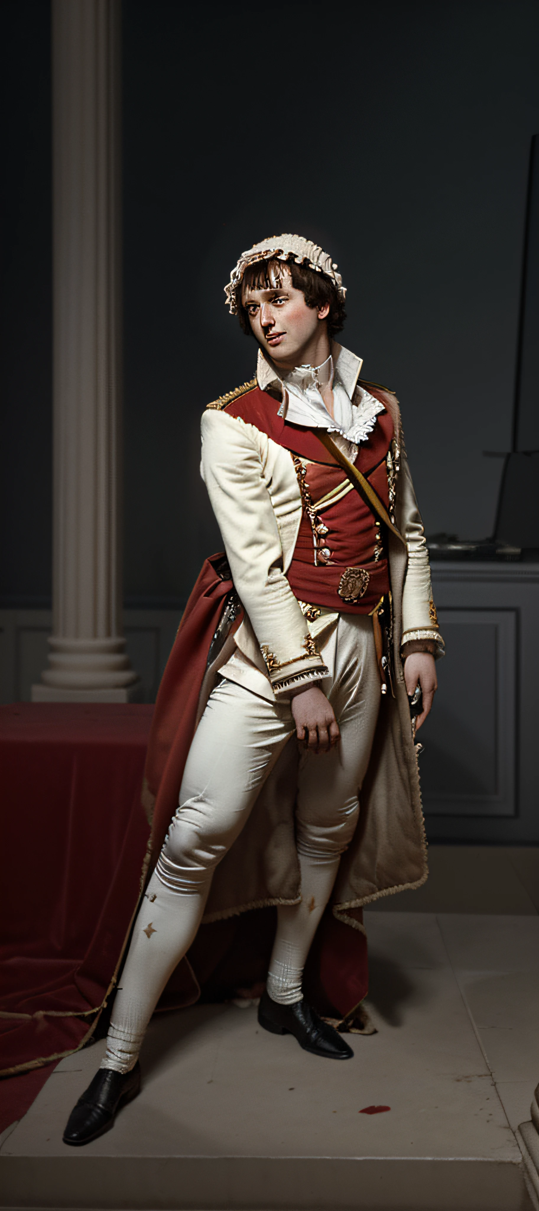 A Napoleon Bonaparte putting a pistol to his head and sad, cinemactic