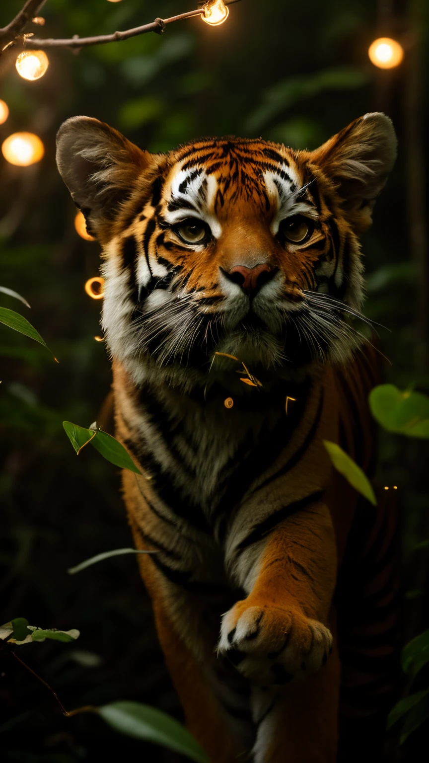 真实感, Realism, Tiger, tmasterpiece, Brad Jongsan walks in the jungle (Night of the Fireflies), (higly detailed: 1 1), rough face, natural skin, hiquality, NSFW, pretty eyes, (Detailed face and eyes), (s face: 1 2), tumult, Complementary, real-photo, ..PSD, Lightweight Film Photography, sharp-focus, contrast lighting, Detail Skin, high resolution 8k, Crazy detailing, Realistic, professional photo of a, 8K UHD, dslr, soft light,  hiquality, film grains, Fujifilm XT3