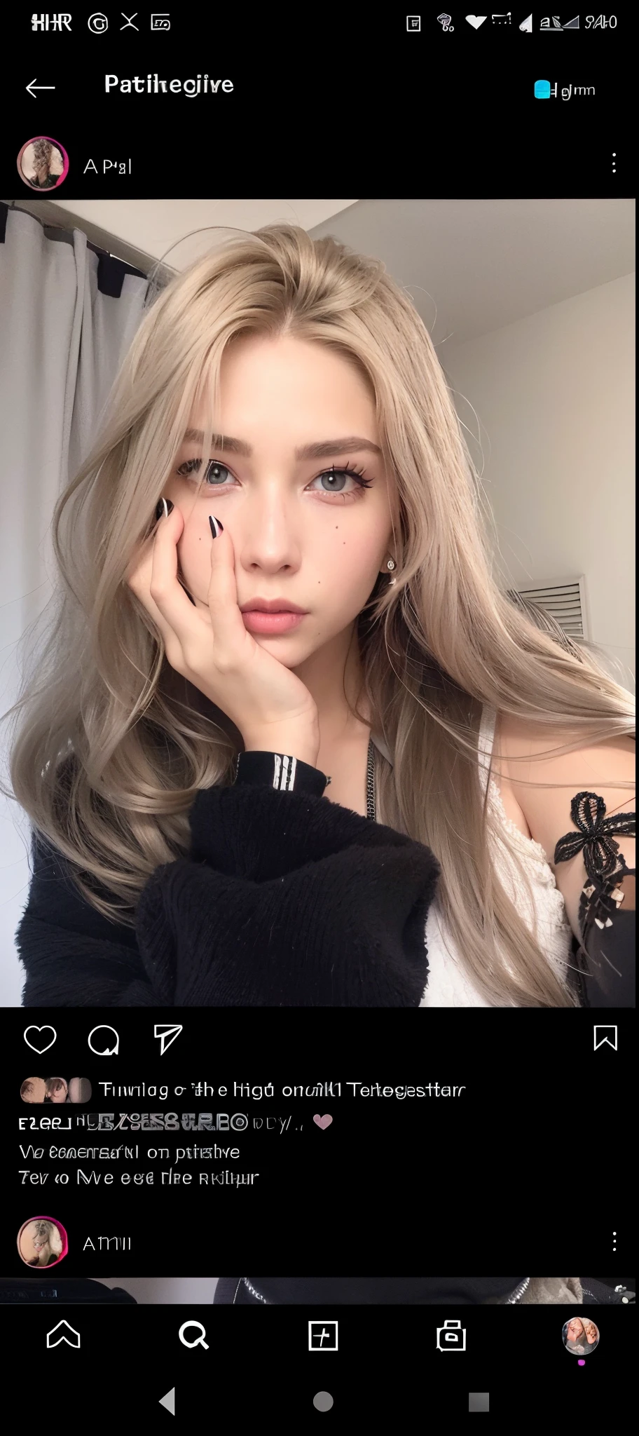 beautiful vintage color, instagram (photorealistic, high resolution:1.4), 1 girl cute sexy in bedroom, platinum hair, (silver long hair), ((puffy eyes)), looking at viewer, happy, full body (8k, RAW photo, best quality, masterpiece:1.2), (realistic, photo-realistic:1.37),(sharp focus:1.2), professional lighting, photon mapping, radiosity, physically-based rendering, (Close-up angle photo:1.4), (sweatpants, sweatshirts:1.2), (close-up:0.9), (pale skin:1.2)