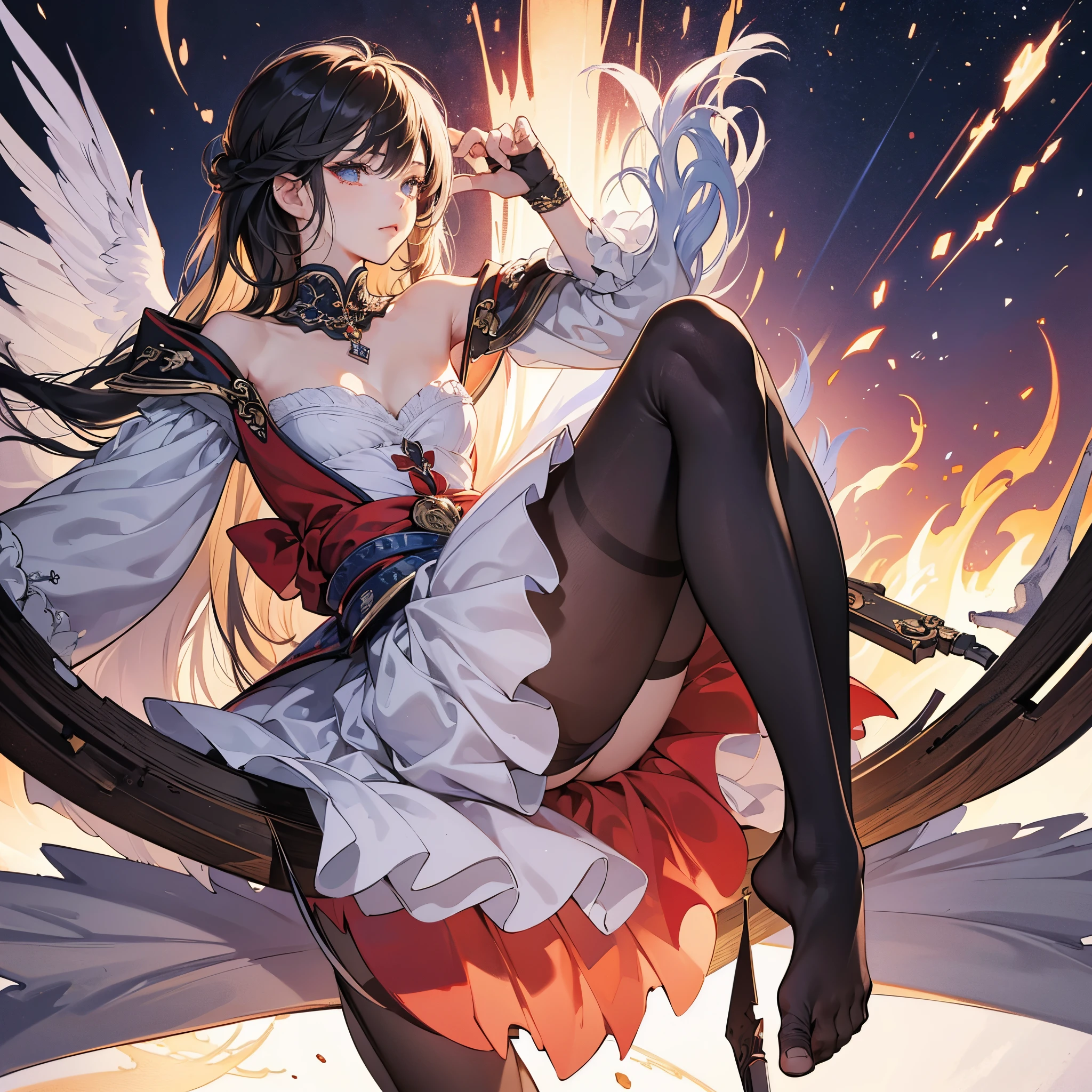 Anime art of Seishō Marubun in traditional Chinese costume, 1girl in, Solo, breasts, The hair , Bow, chinese clothes, Dress, qipao dress, hair tubes, cleavage、mideum breasts, Black hair, Brown eyes, alternate costume, Smile, Clothes Cutout
