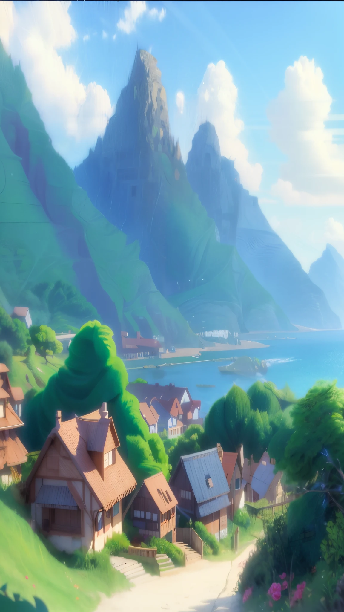 howlbgs, scenery, wood villas in forest view ocean,