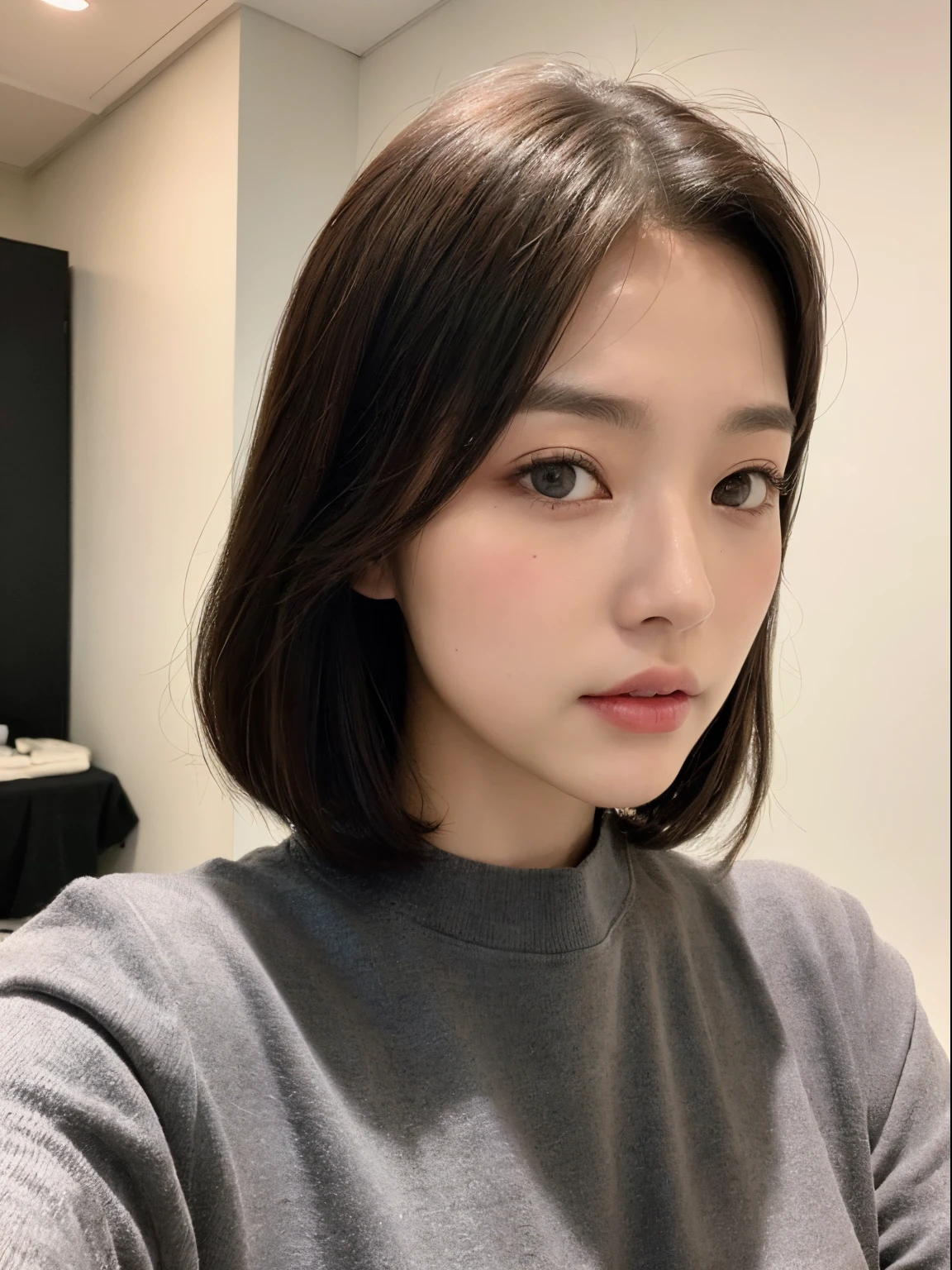 A woman with the same face as last time,Slender Abs、Loose wavy styling、Cardigan、Beautifully expressed in every detail.,please look back、 Including face and skin texture.,Detailed eyes,Seducting look、full body Esbian