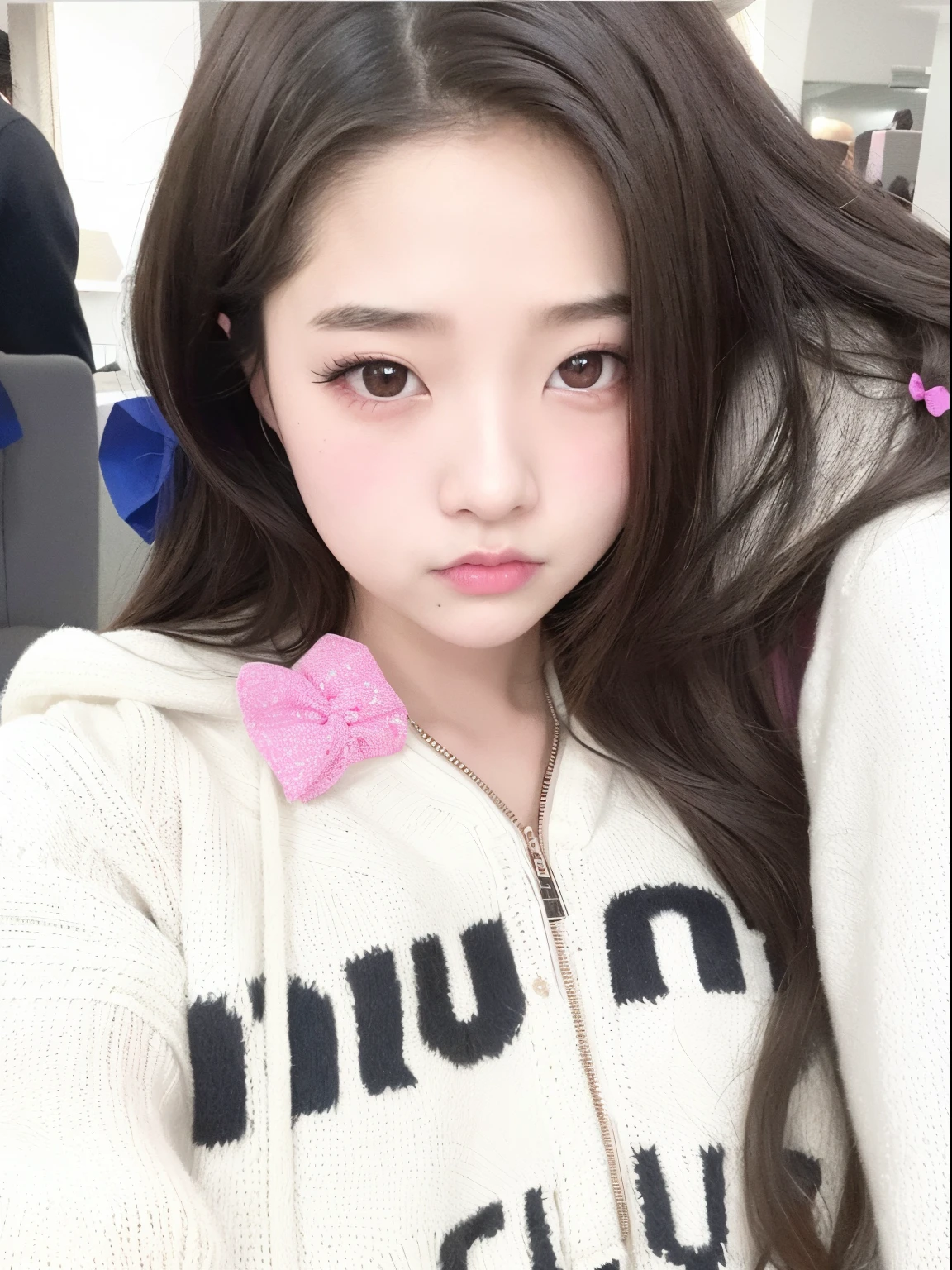 arafed girl with long hair and a pink bow tie, ulzzang, wan adorable korean face, jaeyeon nam, jinyoung shin, with cute - fine - face, blackpink jennie, dilraba dilmurat, park ji-min, korean girl, sakimichan, bae suzy, cute beautiful, young adorable korean face, beautiful cute