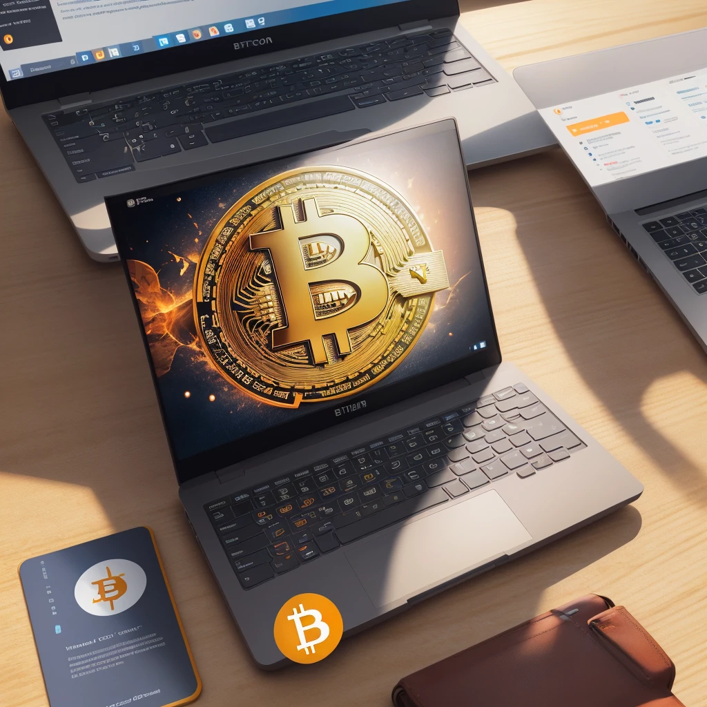 Laptop with Bitcoin logo