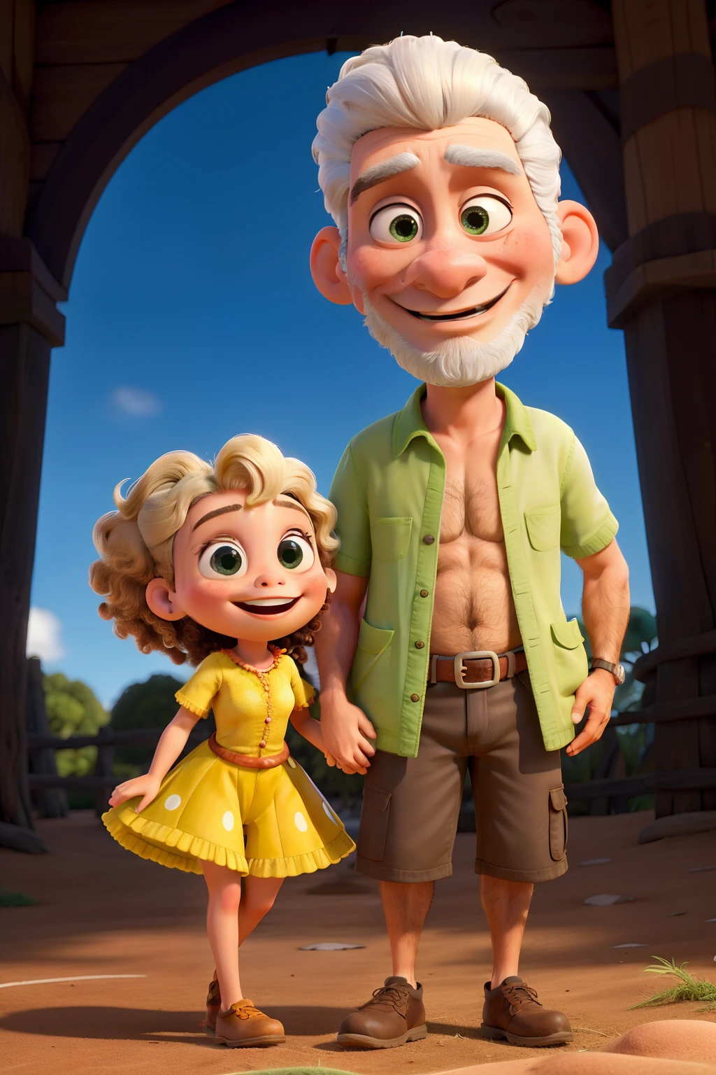 personagem da Disney/pixar para mulher branca, de cabelo ruivo ondulado, poucas sardas, 1,60m de altura, um pouco acima do peso. Dancing samba de gafieira with a white man, cabelo preto, olhos verdes, 1,80m de altura, um pouco acima do peso, barba curta.