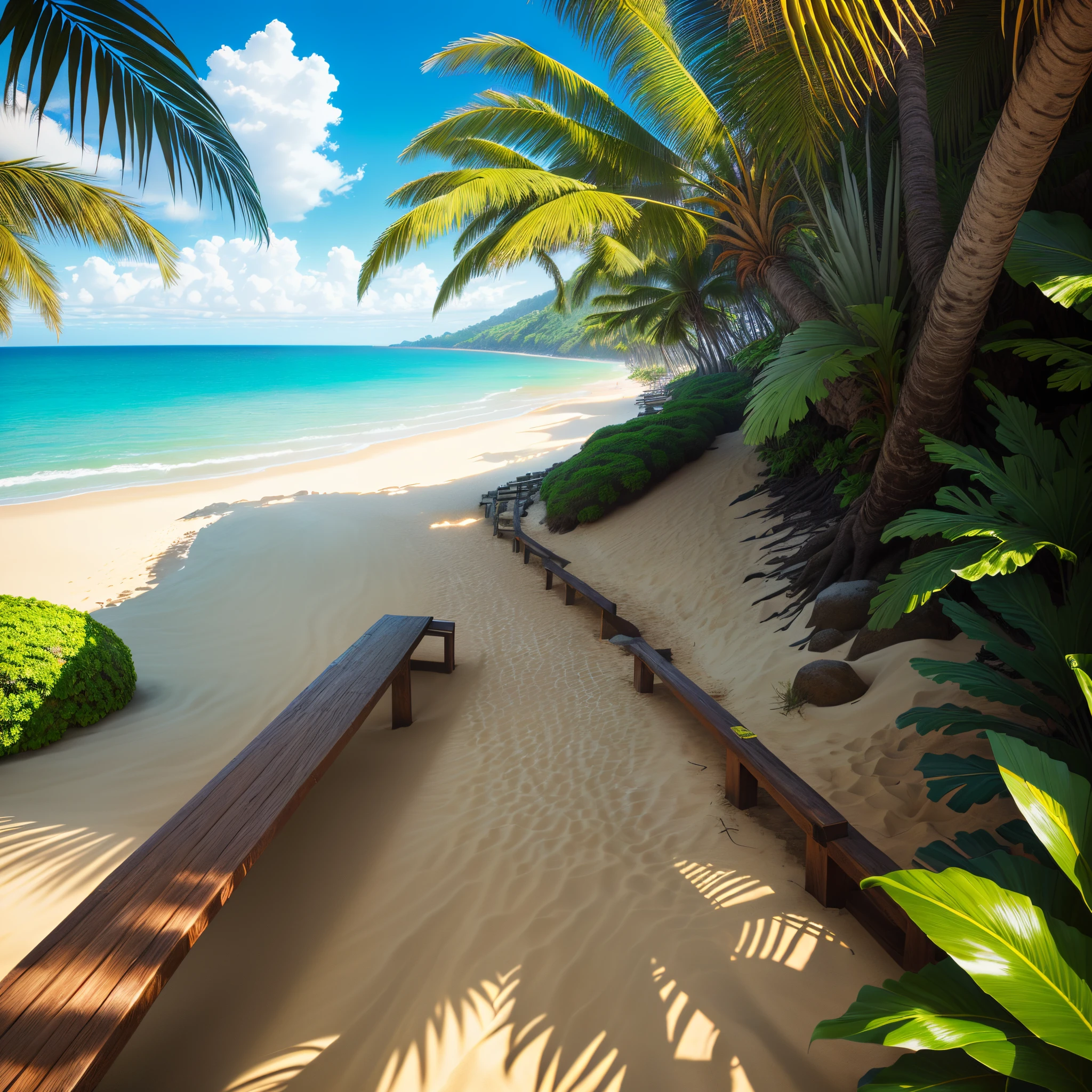 High standard beach design, luxuoso, Alta capacidade, Pacific Coast, tropical vegetation, Areia escura, coconut