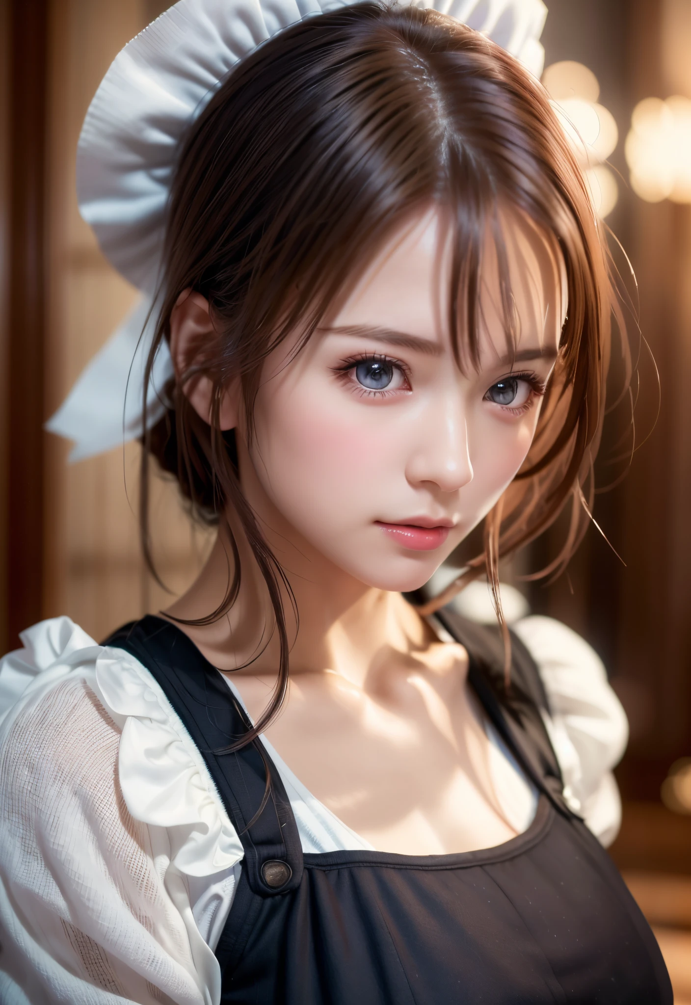 Beautiful white and shining skin、Chestnut hair that changes depending on the light、Long bangs between the eyes that obstruct the view、Cheek gloss highlights、Sexy and very beautiful nice gorgeous face、the most beautiful face in the world、short bob、Smooth straight hair、medium breasts、beautiful breasts、cleavage、Big and bright eyes、beautiful bangs、Beautiful and beautiful woman、small face beauty、golden ratio、natural smile、high heels、cute bunny ears hair accessories 、white choker and black bow tie、White cuffs、Bunny girl、