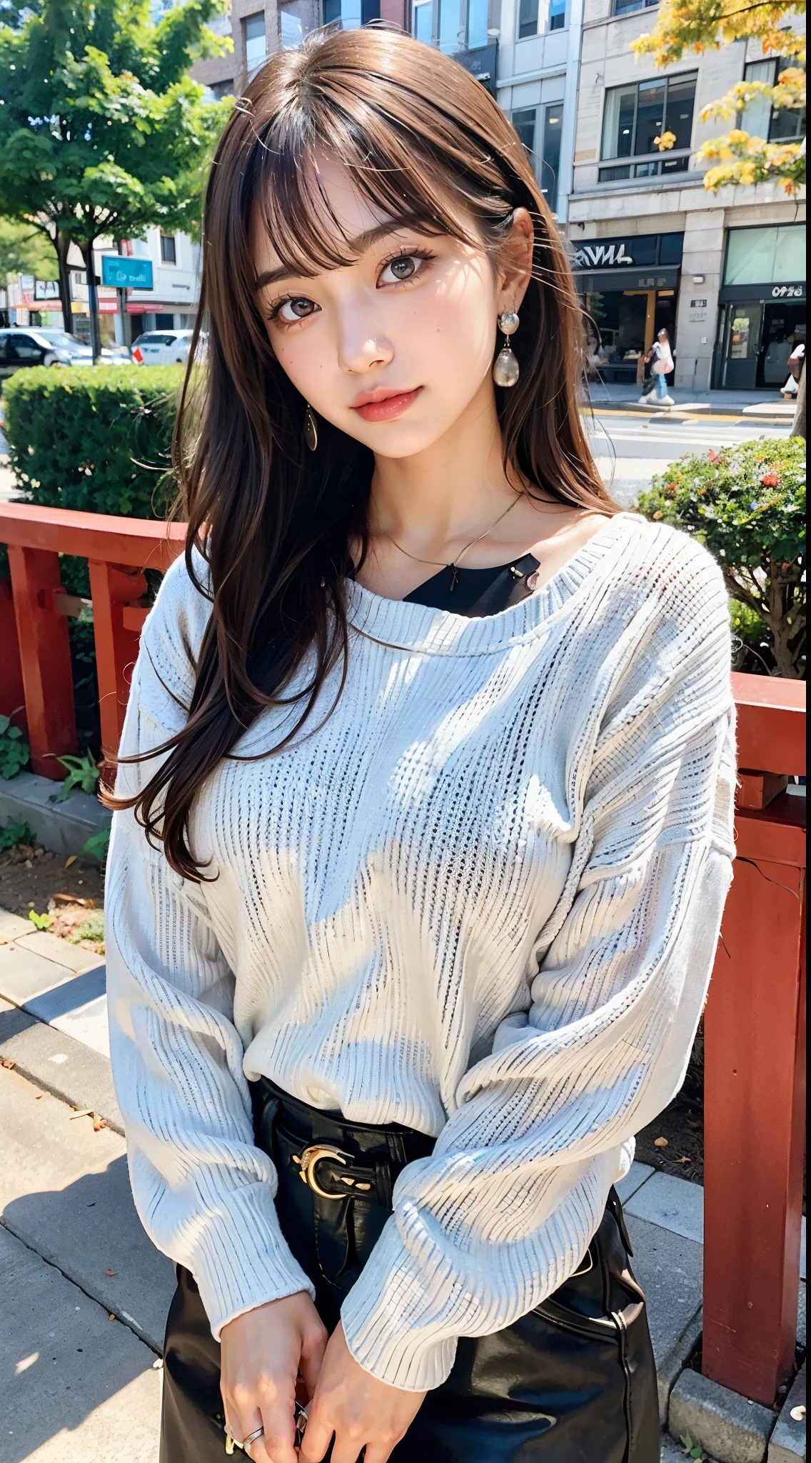 (32k,high detal,high-detail、masterpiece,Attention to detail,full body Esbian,独奏,Lori:1.6),Raw photo & realistic atmosphere,beautiful dark blue eyes,Detailed mouth,Glossy lips,Detailed eyebrows,Eyes drawn in detail with soft white skin that shines in every detail、azure eyes,Very beautiful eyes,Detailed lips、Very beautiful face,Very well-formed face、Lifelike face,shiny beautiful lips ,(Brown shiny hair:1.5),(A beautiful and cute girl ,Illuminate from the front:1.6),(well-shaped breasts,,Body with good style,:1.5),(Fashion influenced by K-pop female idols,Clothing based on K-pop fashion,Korean coordination,natural make up,Japan beautiful girl who likes K-pop,K-pop Dance Fashion,Show full-body fashion:1.8)