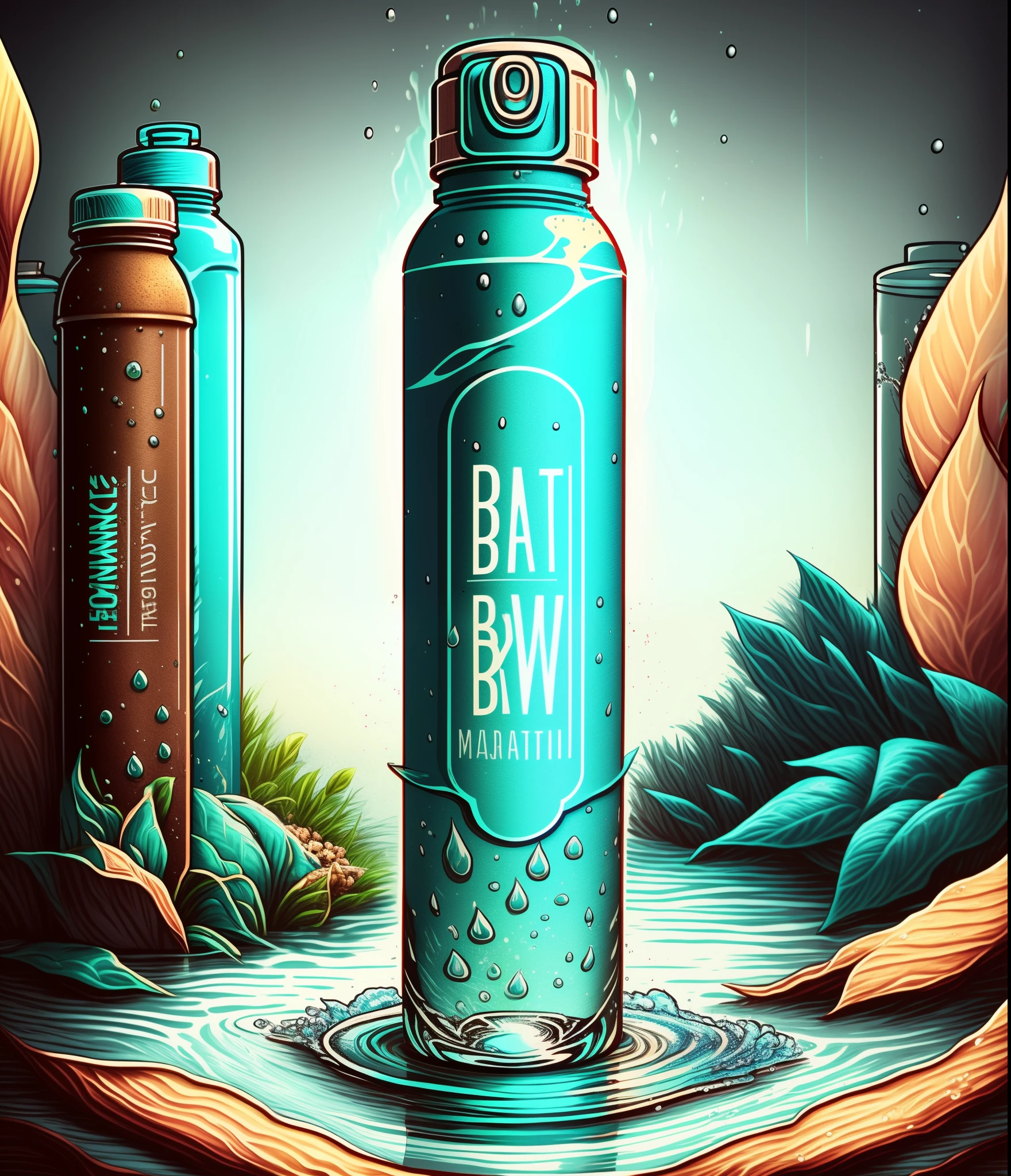 Water bottle made with environmentally friendly materials, with generic logo