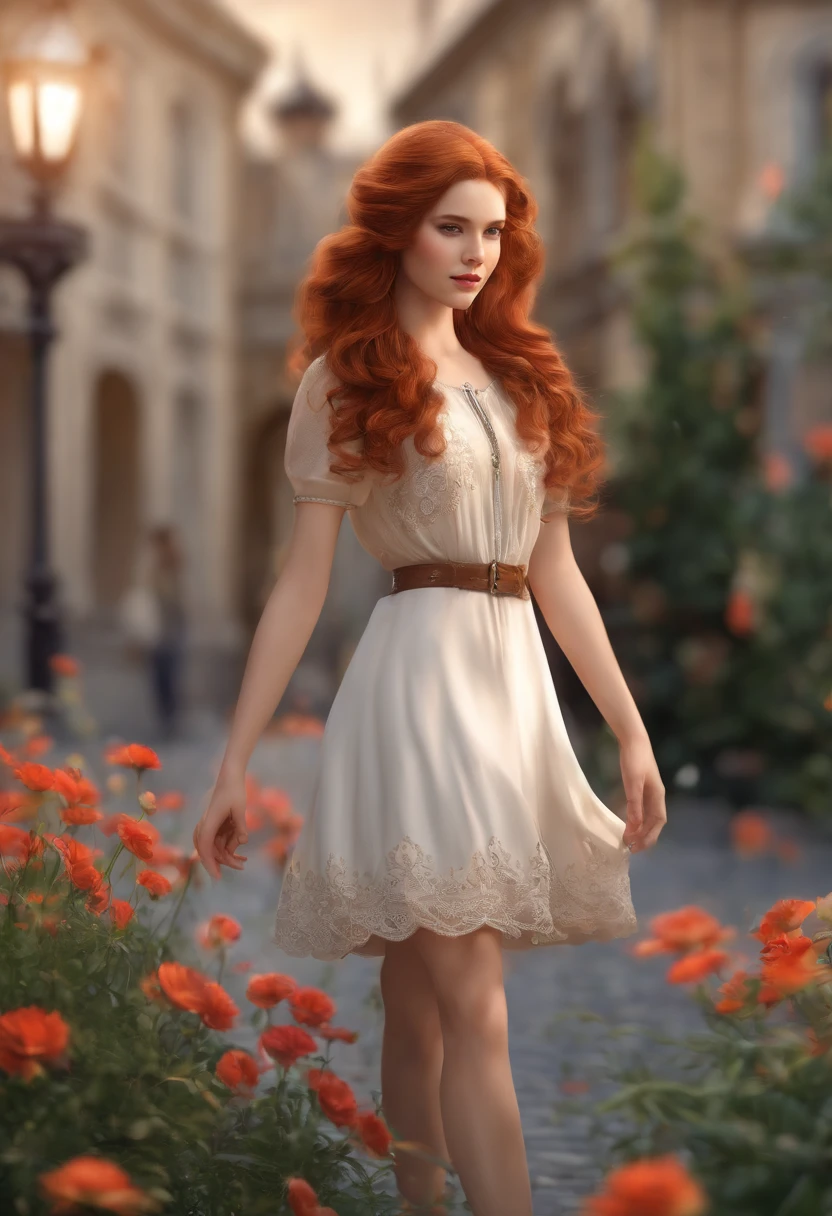 User
(masterpiece, best quality)), ((masterpiece, best_quality, highest quality))), (perfect details, perfect skin: 1.2), (high resolution), original, extremely detailed 8K wallpaper, (extremely delicate and beautiful ), incredibly ridiculous, intricate details, distinct_image, extremely complex, (detailed skin: 1.3), best quality: 1.2, high definition, intricate details, fine details, beautiful details, high details skin, ((glossy skin)), shiny skin, (white skin: 1.3), (fair skin: 1.3), (natural light, ray tracing, volumetric light), (top quality), (golden ratio face, Perfectly proportioned face, perfect beauty: 1.3), (face with same age proportions), (equally proportioned body, great body proportions: 1.3), parted lips, ((presentation)), (perfect anatomy, correct limbs , correct finger), ((looking at viewer, eye contact)), ((eye contact)), (Cowboy Shooting: 1.3), 1girlAND BOY, Create an image of an anime girl with bright red hair and wearing a sundress, Holding a bouquet of wild flowers in hand, standing on the streets of London, the breeze blows slowly. The scene should reflect Sakimichan's whimsical and carefree style, with a sense of peace and tranquility in the air. 16:9