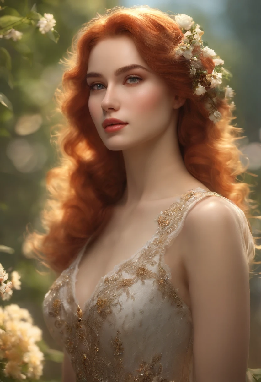 User
(masterpiece, best quality)), ((masterpiece, best_quality, highest quality))), (perfect details, perfect skin: 1.2), (high resolution), original, extremely detailed 8K wallpaper, (extremely delicate and beautiful ), incredibly ridiculous, intricate details, distinct_image, extremely complex, (detailed skin: 1.3), best quality: 1.2, high definition, intricate details, fine details, beautiful details, high details skin, ((glossy skin)), shiny skin, (white skin: 1.3), (fair skin: 1.3), (natural light, ray tracing, volumetric light), (top quality), (golden ratio face, Perfectly proportioned face, perfect beauty: 1.3), (face with same age proportions), (equally proportioned body, great body proportions: 1.3), parted lips, ((presentation)), (perfect anatomy, correct limbs , correct finger), ((looking at viewer, eye contact)), ((eye contact)), (Cowboy Shooting: 1.3), 1girlAND BOY, Create an image of an anime girl with bright red hair and wearing a sundress, Holding a bouquet of wild flowers in hand, standing on the streets of London, the breeze blows slowly. The scene should reflect Sakimichan's whimsical and carefree style, with a sense of peace and tranquility in the air. 16:9