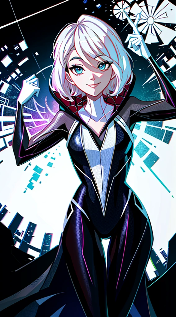 Gwen in the x-men in her new spider x-men suit,