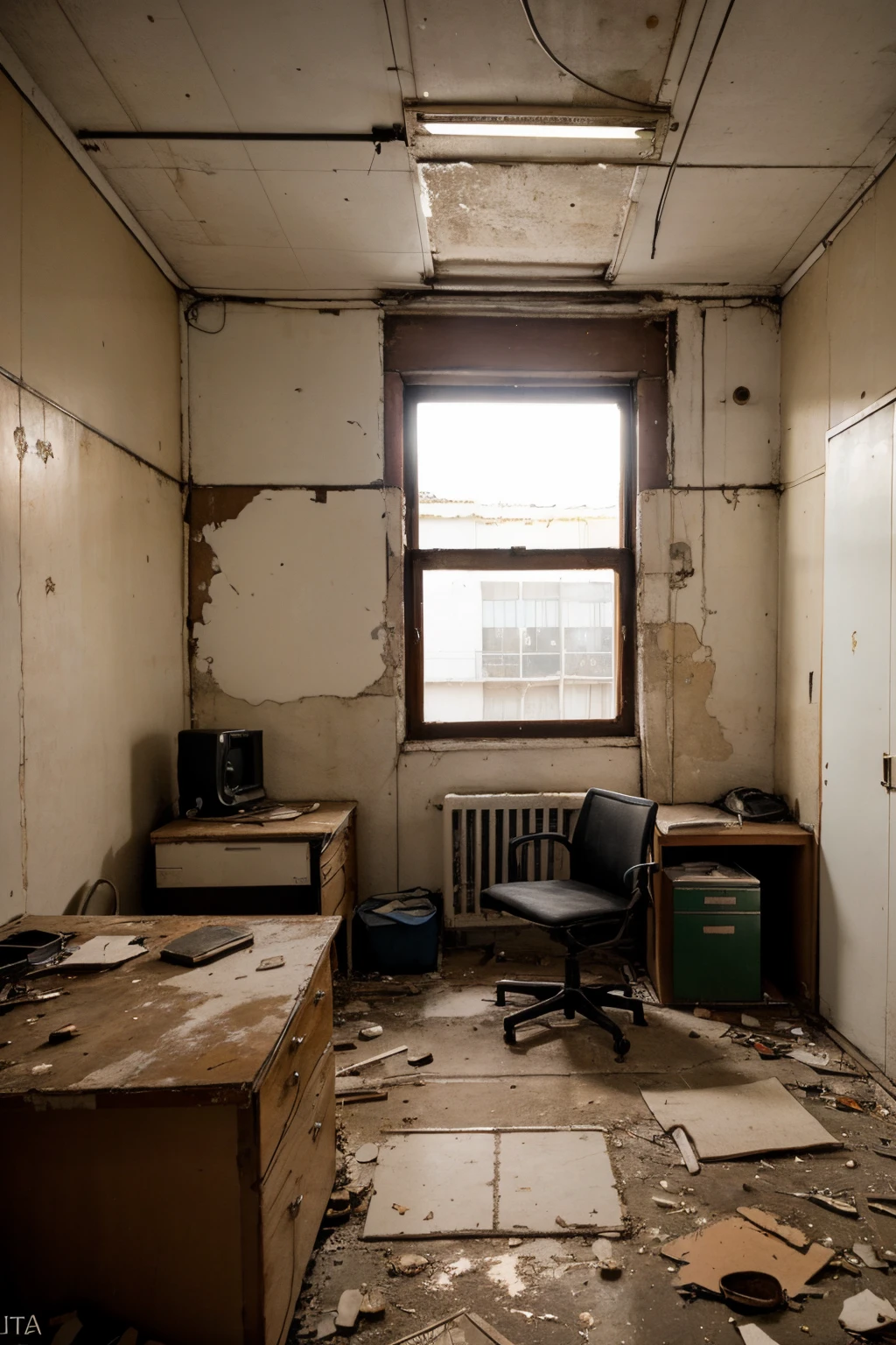 (RAW photograph, Mejor calidad), (realista, realista: 1.3)
A old and abandoned office