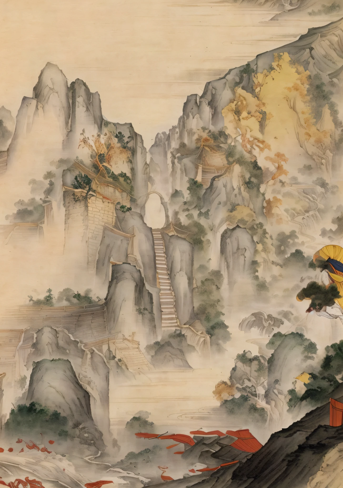 Keep the original image，Refinement，Qingming upper river diagram style