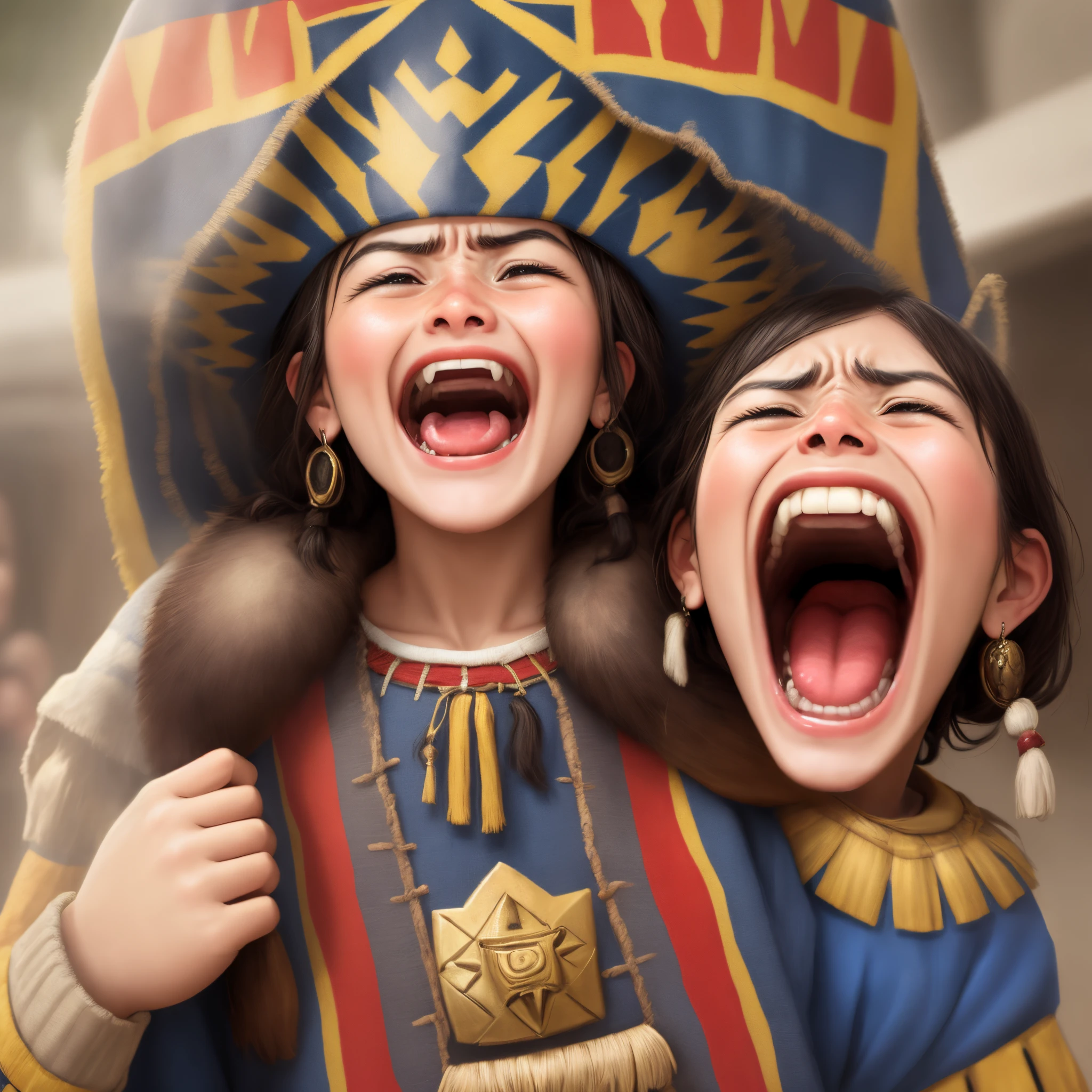 Inca screaming 3/4ths portrait