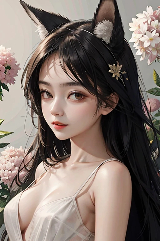 Yu Shuxin is a Huli Jing or, Se preferir, a young tailed fox who is able to change shape, frequentemente optando por apresentar-se como uma bela mulher, and likes to charm and play tricks on humans. muito bonita, fox ears on the head and a beautiful fox tail,muito bonita,segurando um leque,sentanda em uma pedra na floresta,arte detalhada