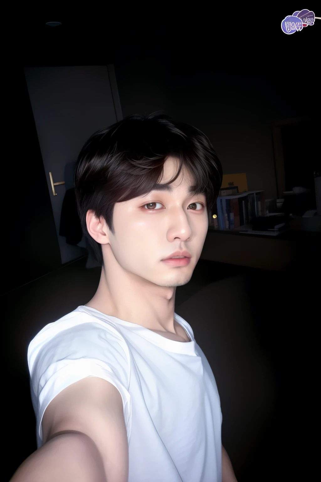 tem um homem de camisa branca tirando uma selfie, Jungkook, Hyung Tae, TaeJune Kim, Jinyoung Canela, Hong June Hyung, Jung Jaehyun, Wonbin Lee, Kim Doyoung, Ulzzang macho, Shin Jeongho, Jimin\'s right eyelid swollen, Hyung Tae Kim, Inspirado em Jeonseok Lee, Yoongi de cabelos pretos