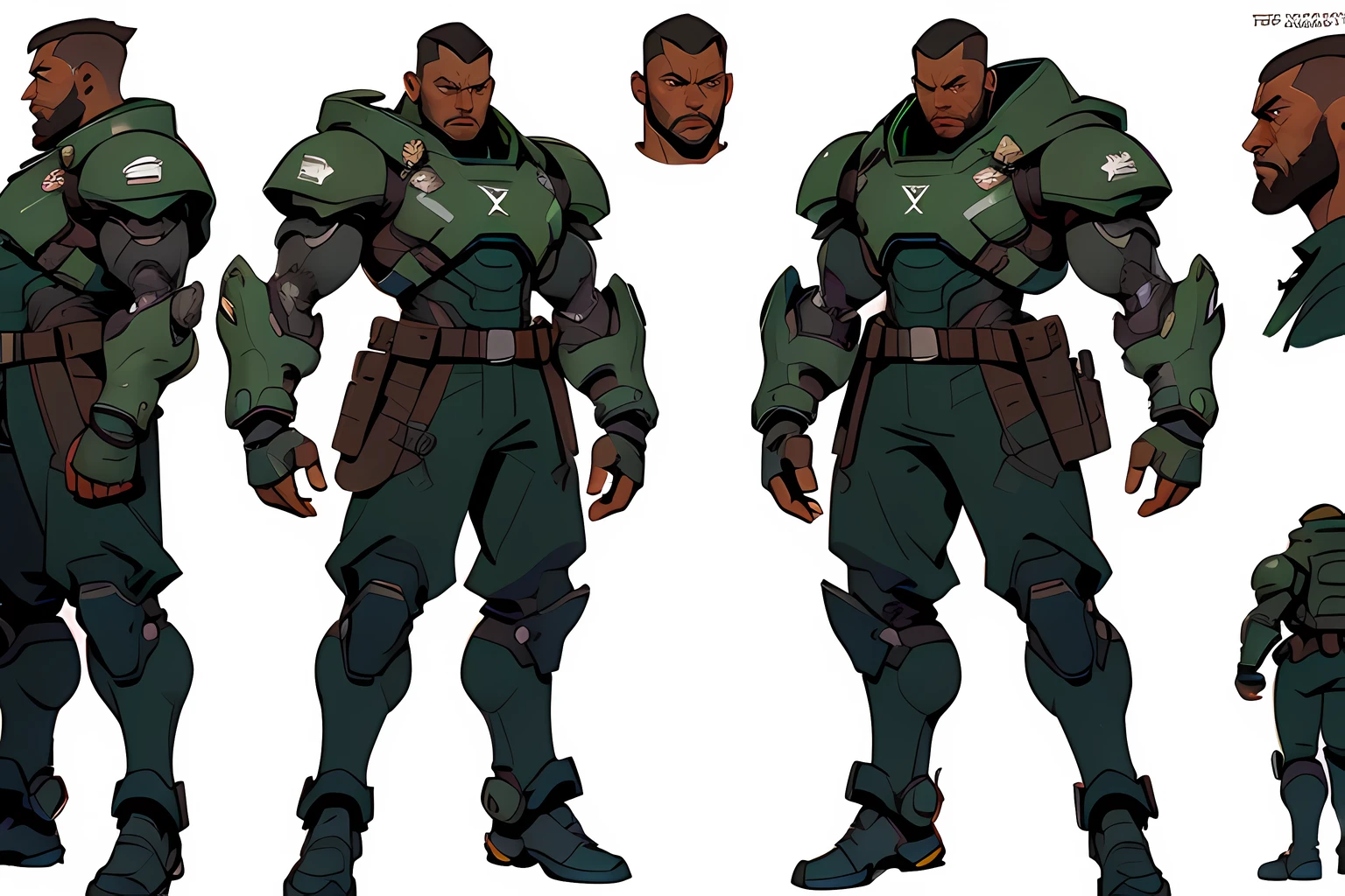 Masterpiece, High quality, ((character concept art)), ((character design sheet, same character))
A futuristic-looking male military commander, futuristic military armor, XCOM game inspired, XCOM character, ((broad shoulders)) tall, video game character design, accessories, holding weapon
Expert high detail concept art, comic book style, intricate comic book outline line work, flat colors, concept art, solid background