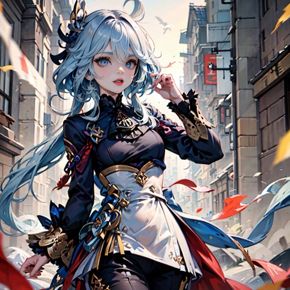 Personaje furina de genshin impact, traje detallado.