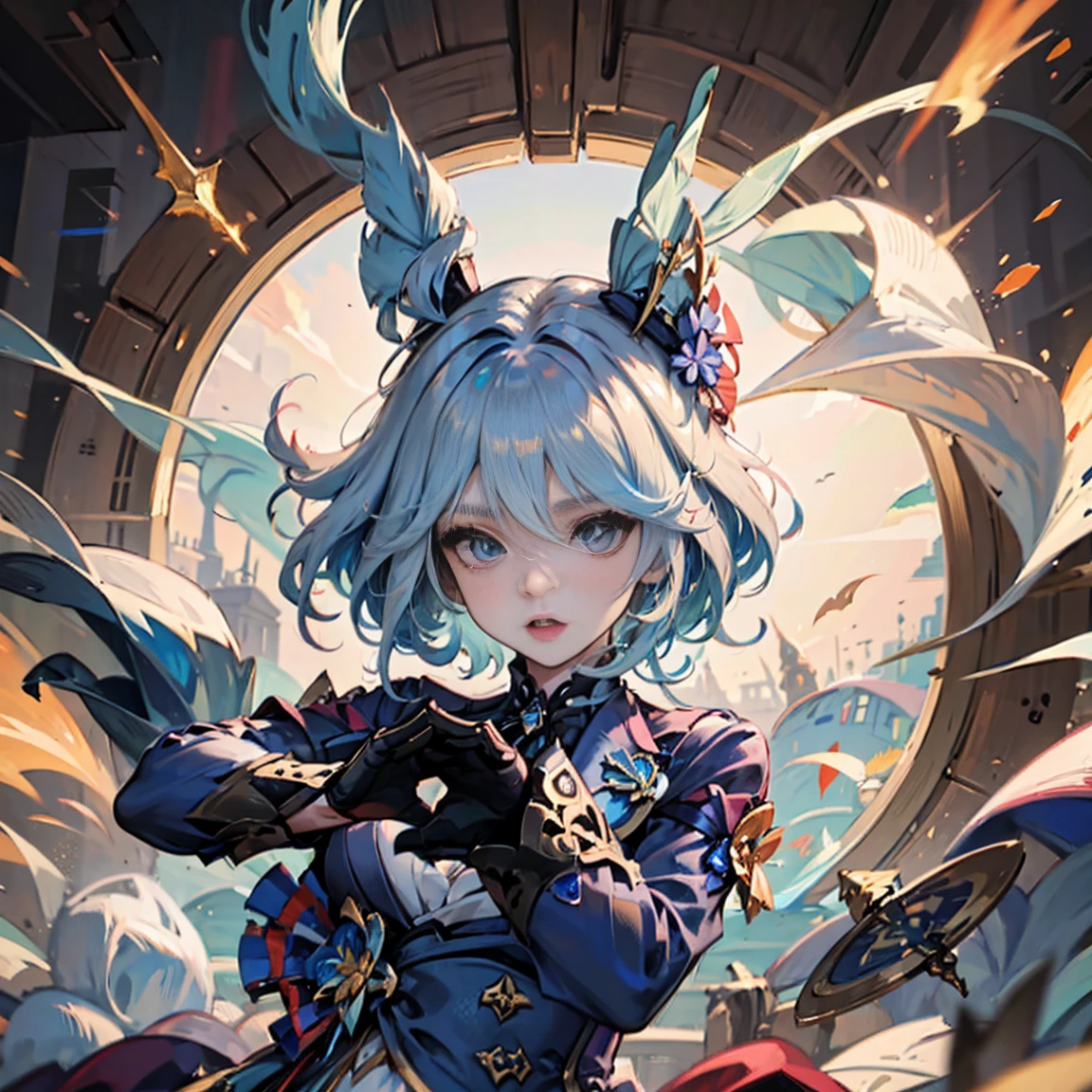 Personaje furina de genshin impact, traje detallado.