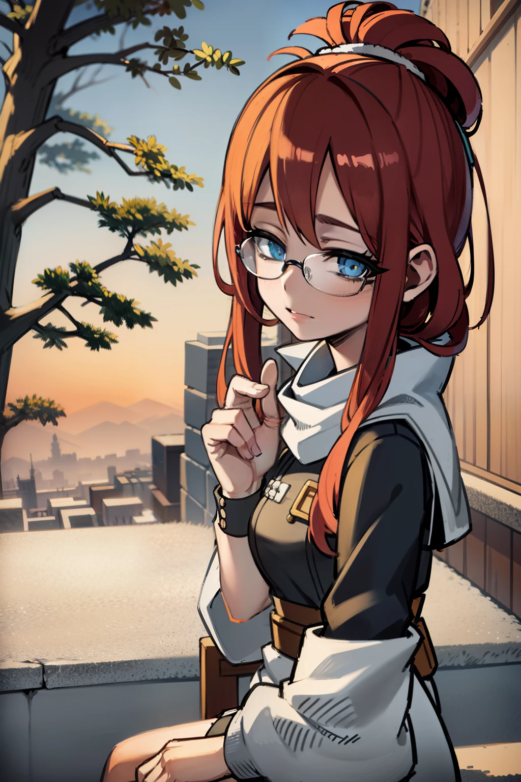 anime girl with glasses sitting on a rock in the snow, anime moe artstyle, Makoto Shinkai ( apex legends ), Makoto Shinkai Estilo de Arte, protagonista feminina  :8, Estilo Makoto Shinkai, Digital anime illustration, kantai collection style, retrato estilo anime, menina anime retrato, arte anime de alta qualidade, Retrato de uma garota de anime