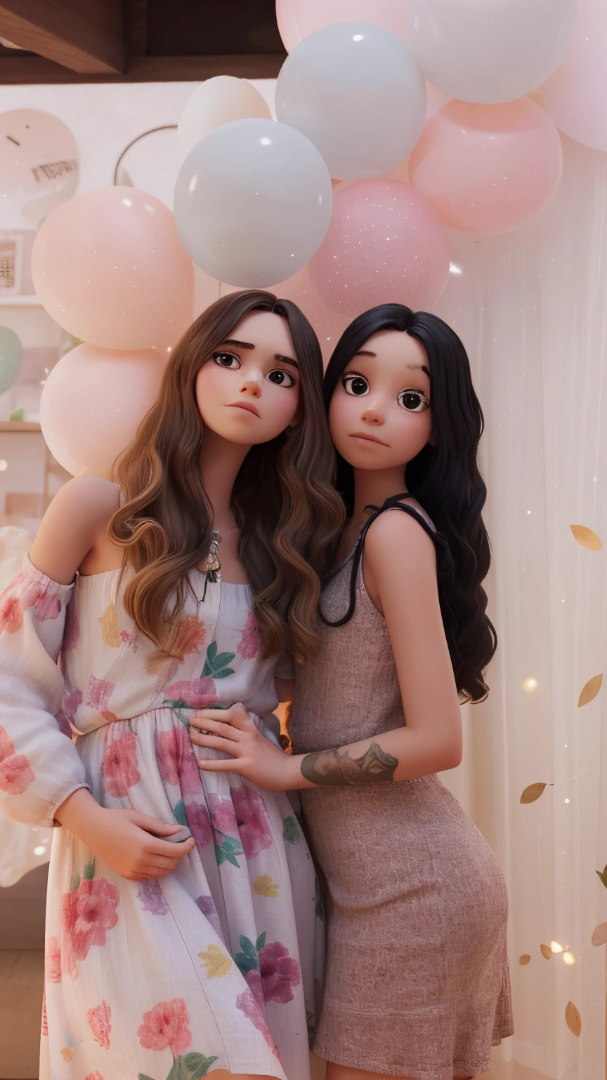 two girls in dresses