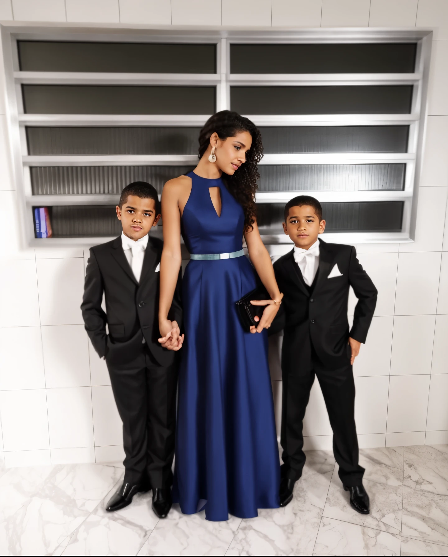 There are three children standing next to each other in a room, Directed by: Nandor Soldier, Directed by: Willian Murai, marido esposa e filho, Parece Fabiula Nascimento, by Maria Helena Vieira da Silva, imagem de perfil, Directed by: Felix Arauz, Por Reyna Rochin, usando um vestido formal, Directed by: David Ruby
