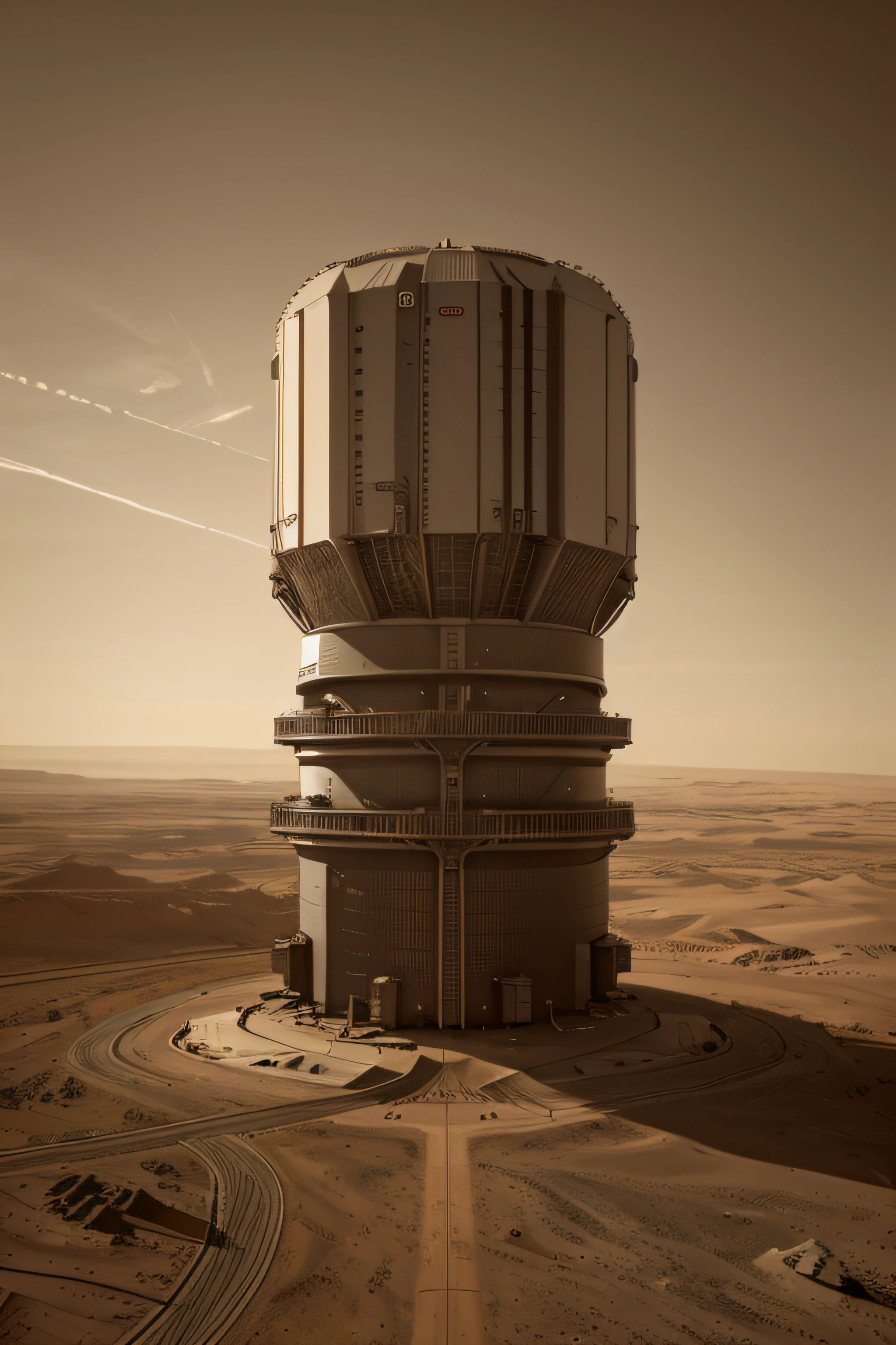 Looking down on Mars,Many industrial robot arms are building streamlined scientific research buildings and roads,Bridges,High-tech aircraft flying in the sky,Mars daytime,Robotic arm details,basic architectural details,super wide shot,High realism,lightand shade contrast,
